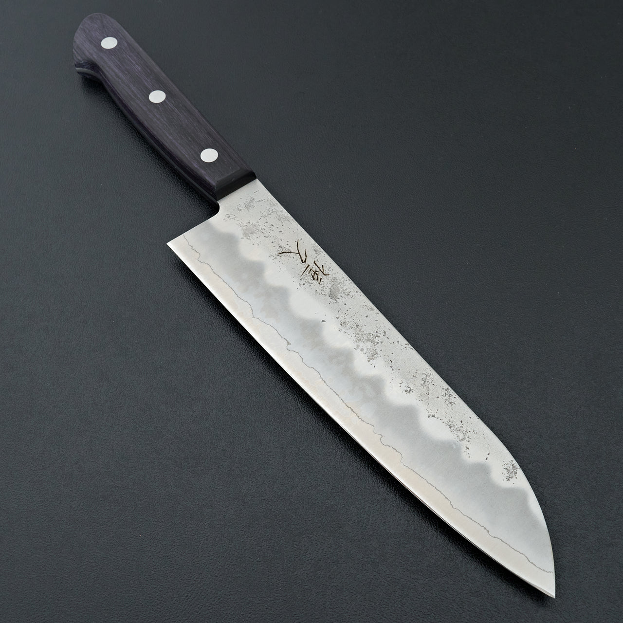 Tsunehisa Ginsan Western Nashiji Santoku 180mm Purple (Bolsterless)