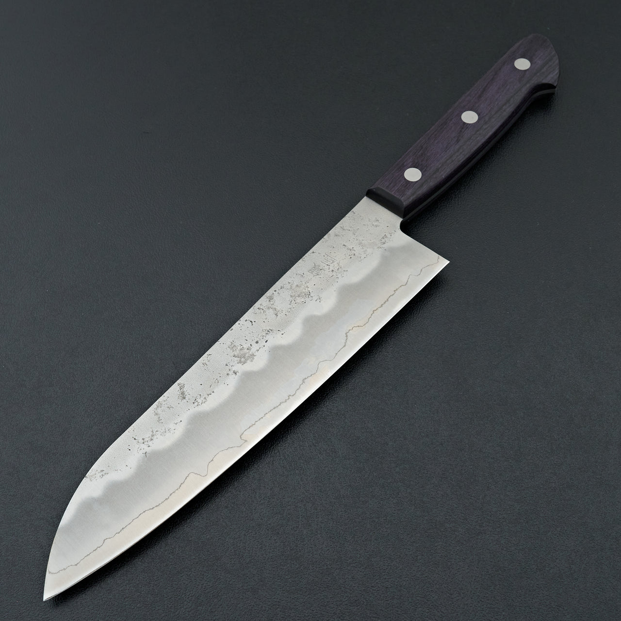 Tsunehisa Ginsan Western Nashiji Santoku 180mm Purple (Bolsterless)