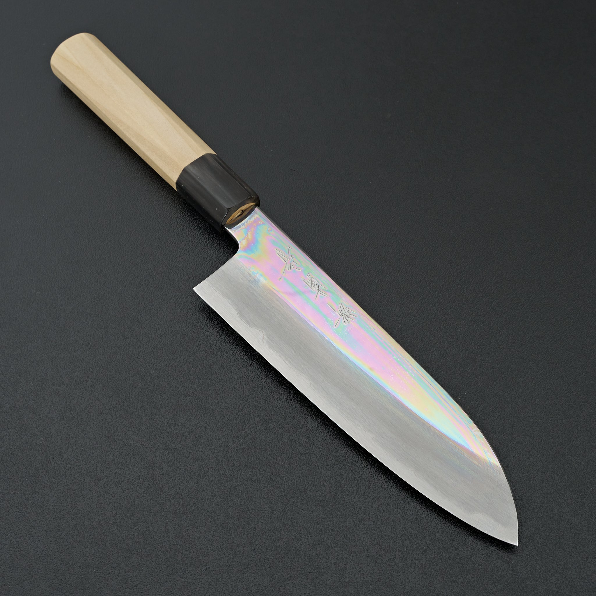 Sakai Kikumori Nakagawa White 1 Stainless Clad Mirror Santoku 180mm