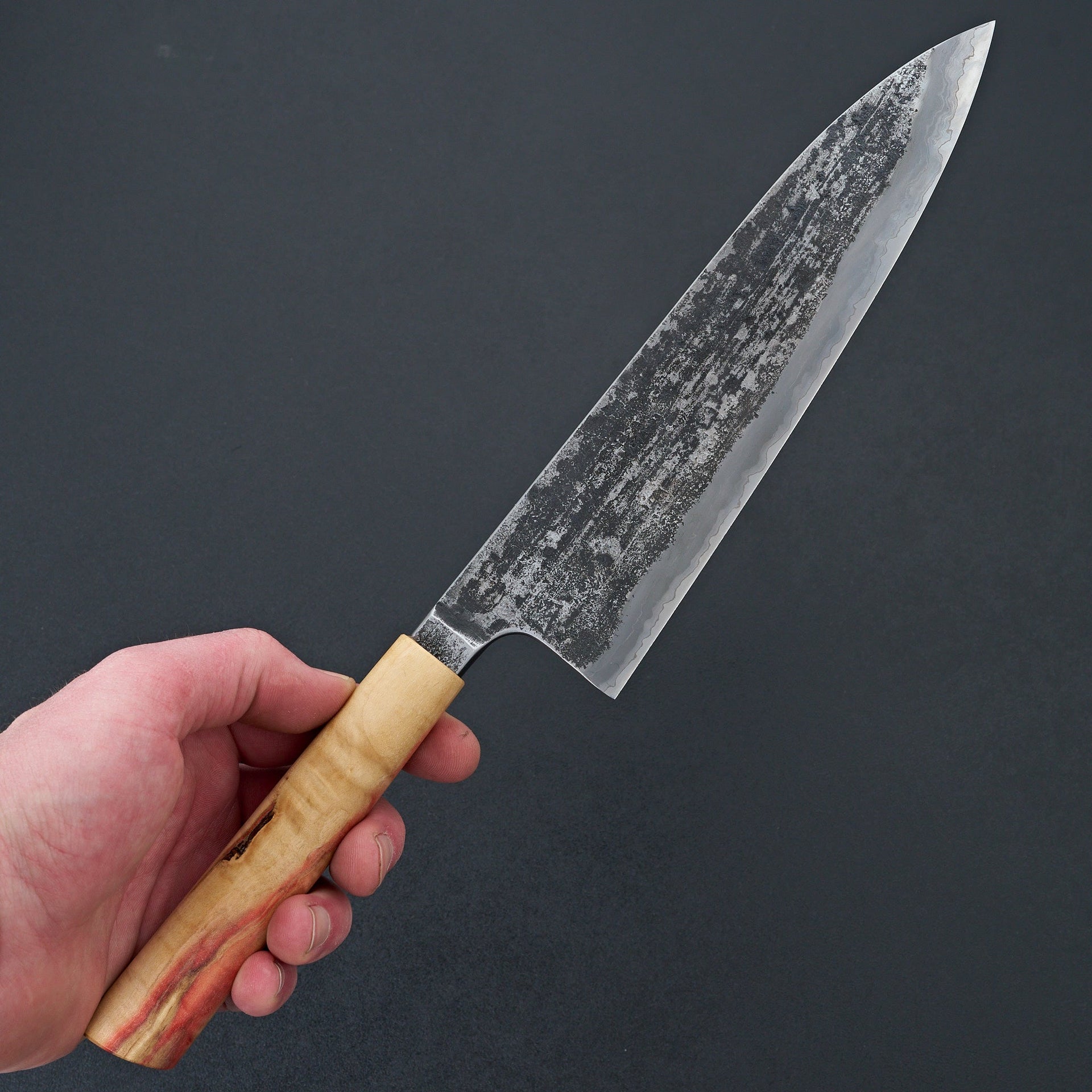 Halcyon Forge 26c3 Wrought Iron Gyuto 222mm Flame Box Elder-Knife-Halcyon Forge-Carbon Knife Co