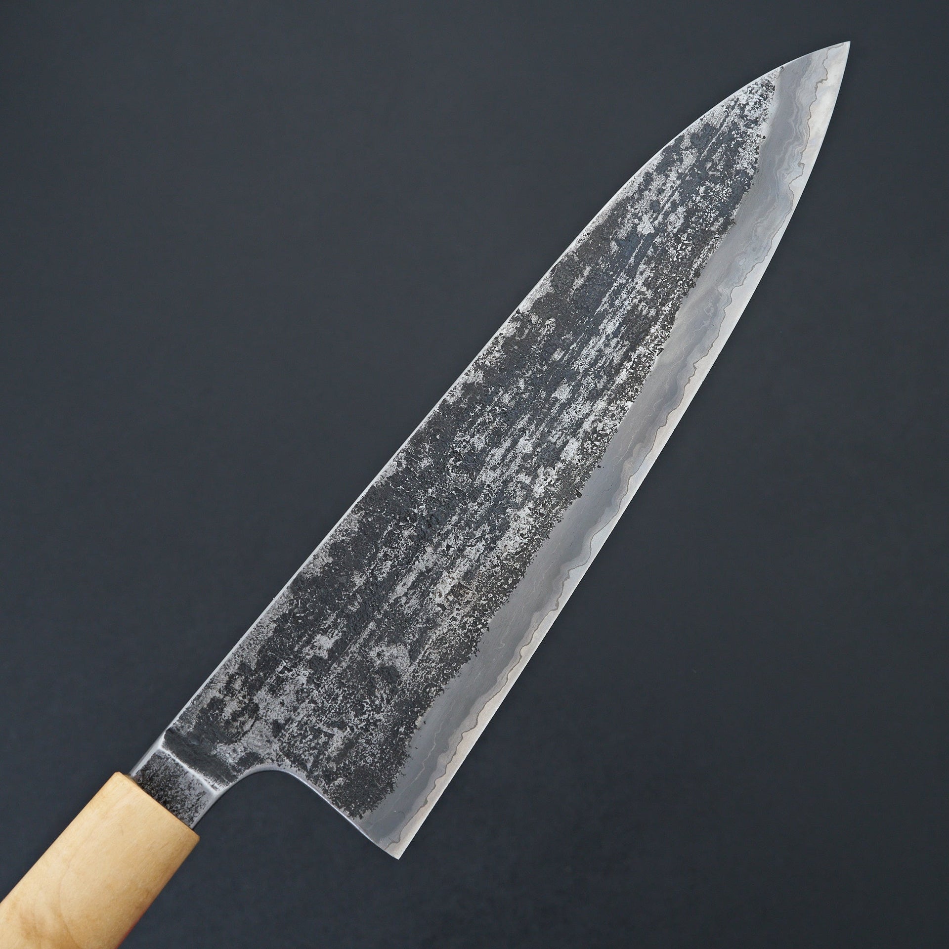 Halcyon Forge 26c3 Wrought Iron Gyuto 222mm Flame Box Elder-Knife-Halcyon Forge-Carbon Knife Co