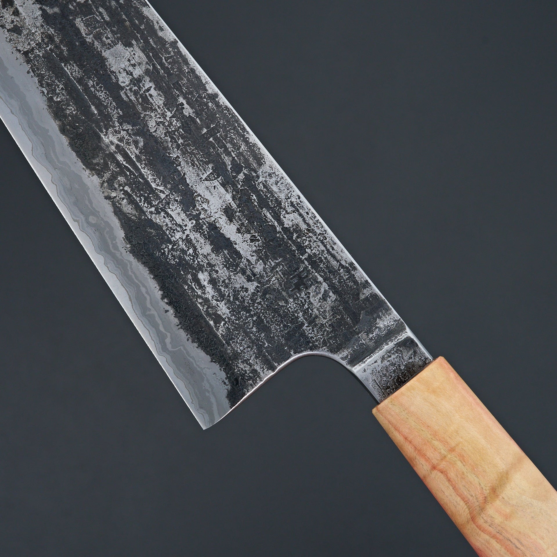 Halcyon Forge 26c3 Wrought Iron Gyuto 222mm Flame Box Elder-Knife-Halcyon Forge-Carbon Knife Co