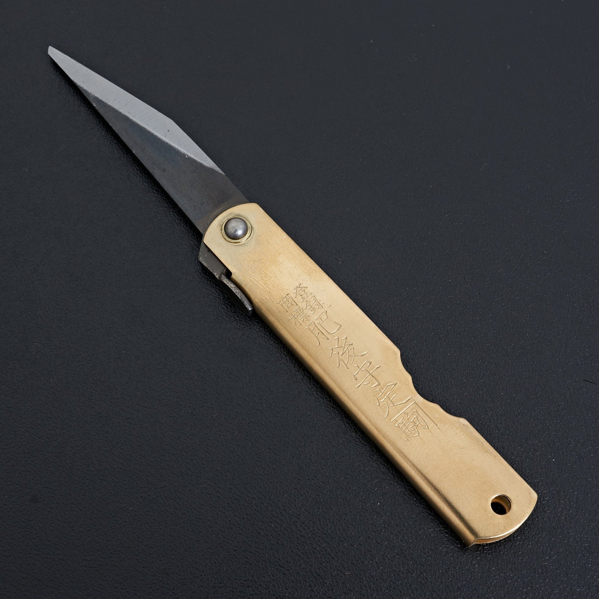 Higonokami Blue Steel Kiridashi Folding Knife Large Brass Handle-Carbon Knife Co-Carbon Knife Co