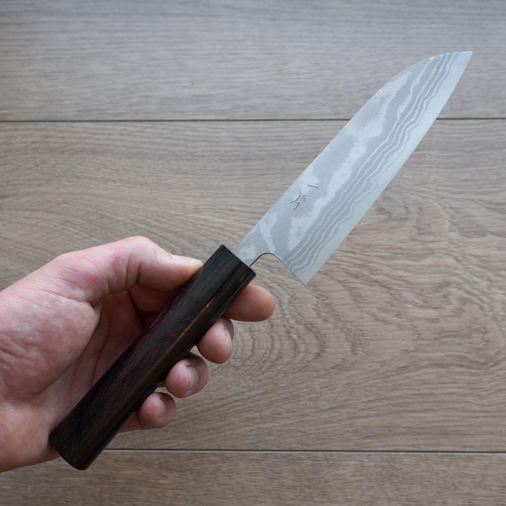 Hitohira GR Blue #2 Damascus Santoku 135mm-Knife-Hitohira-Carbon Knife Co
