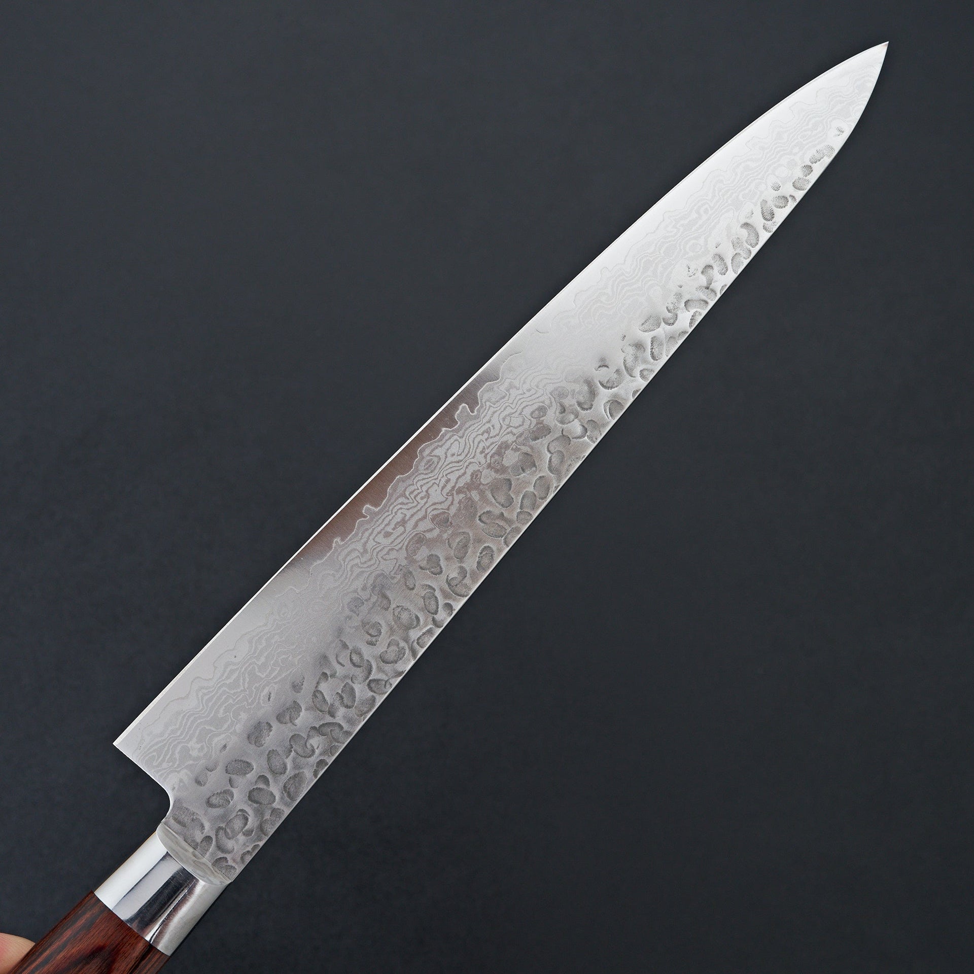 Hitohira Imojiya ST Tsuchime Damascus Sujihiki 240mm Imitation Mahogany Handle (Yo)-Knife-Hitohira-Carbon Knife Co