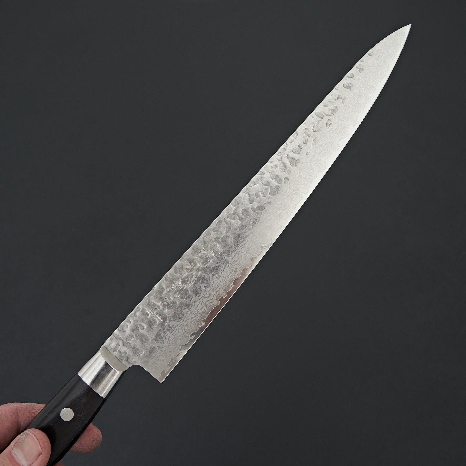 Hitohira Imojiya ST Tsuchime Damascus Sujihiki 240mm Pakka Handle (Yo)-Knife-Hitohira-Carbon Knife Co
