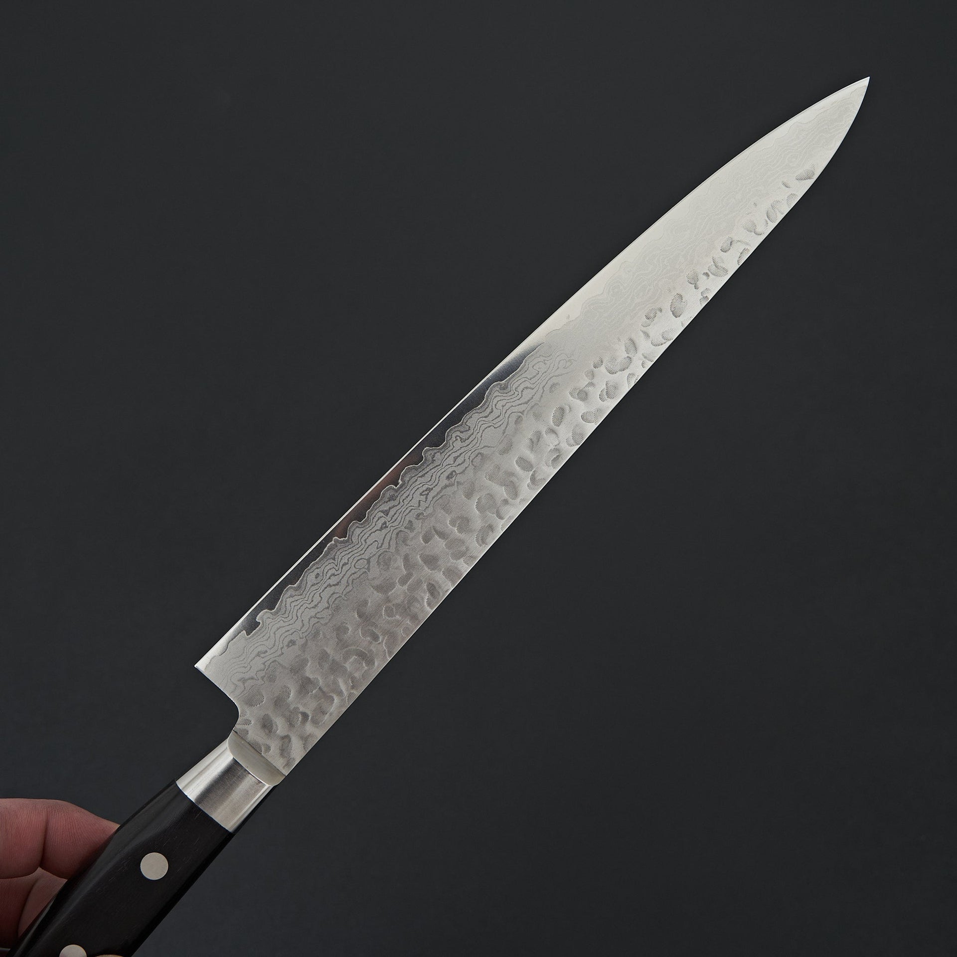 Hitohira Imojiya ST Tsuchime Damascus Sujihiki 240mm Pakka Handle (Yo)-Knife-Hitohira-Carbon Knife Co
