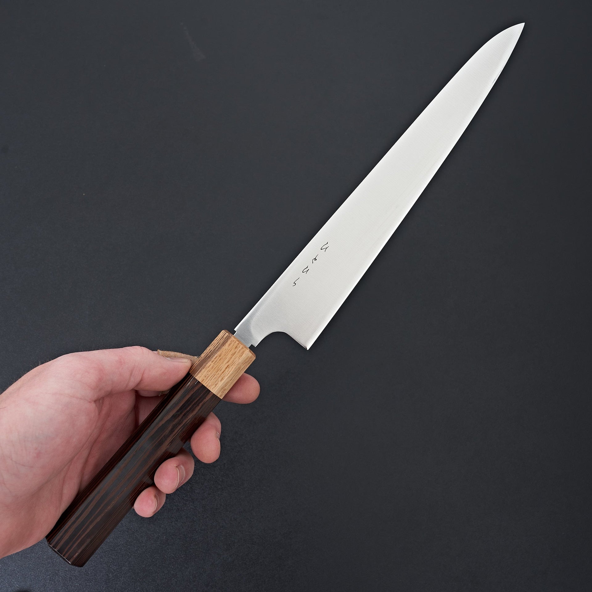 Hitohira KH Stainless Sujihiki 240mm Wenge Handle (Oak Ferrule)-Knife-Hitohira-Carbon Knife Co