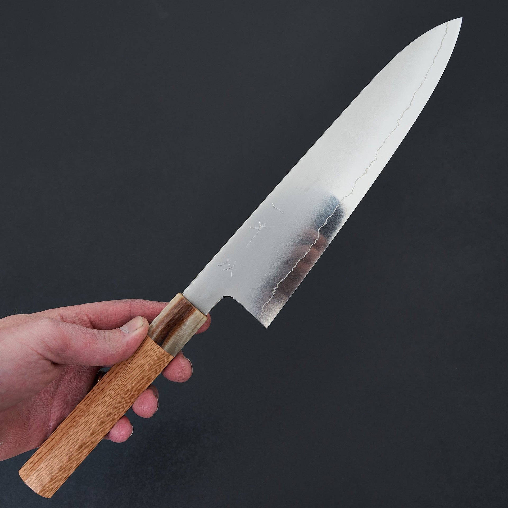 Hitohira Kikuchiyo Izo Silver #3 Gyuto 240mm Yakusugi Cedar Handle-Knife-Hitohira-Carbon Knife Co