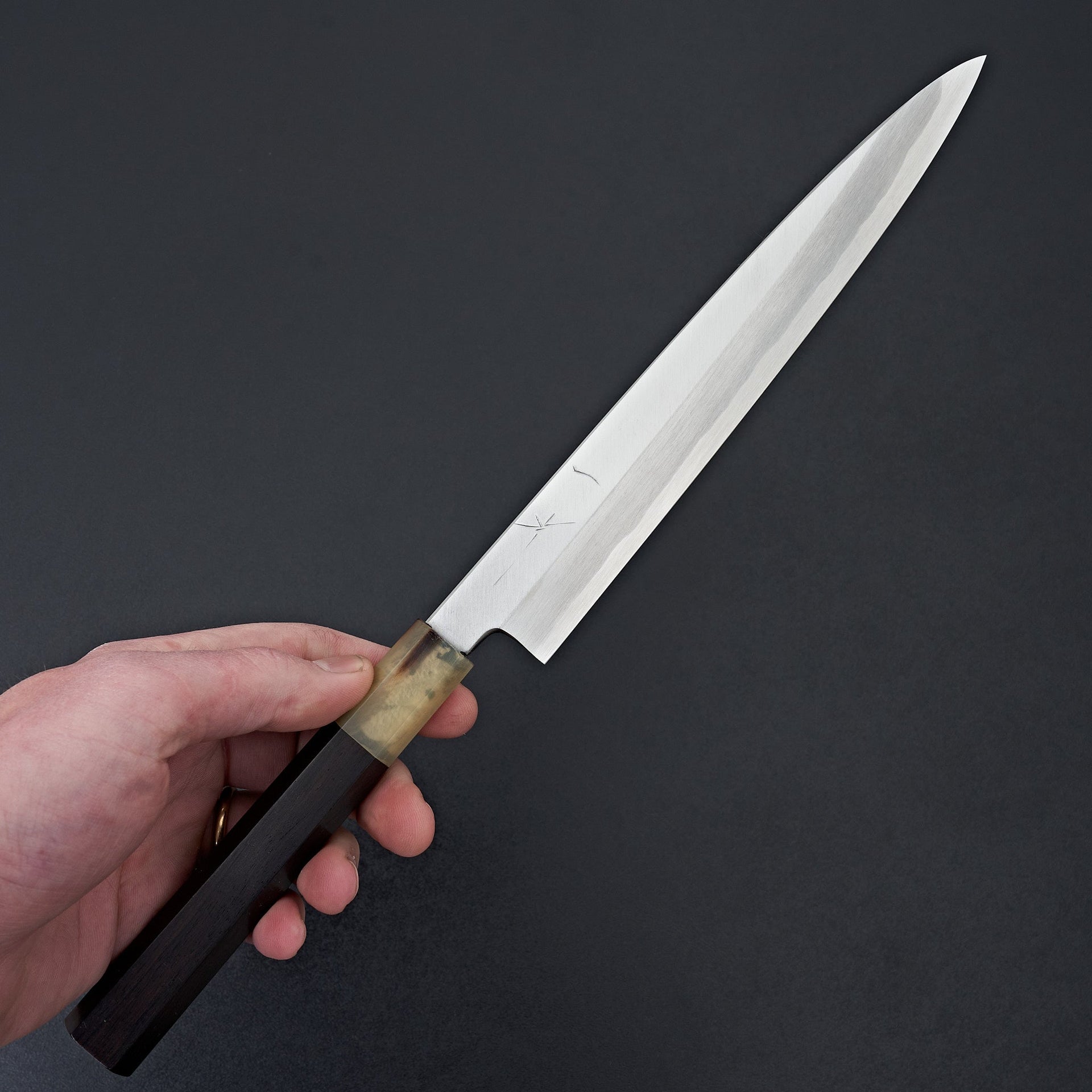 Hitohira Kikuchiyo Manzo Blue #2 Yanagiba 210mm Ebony Handle (Saya)-Knife-Hitohira-Carbon Knife Co