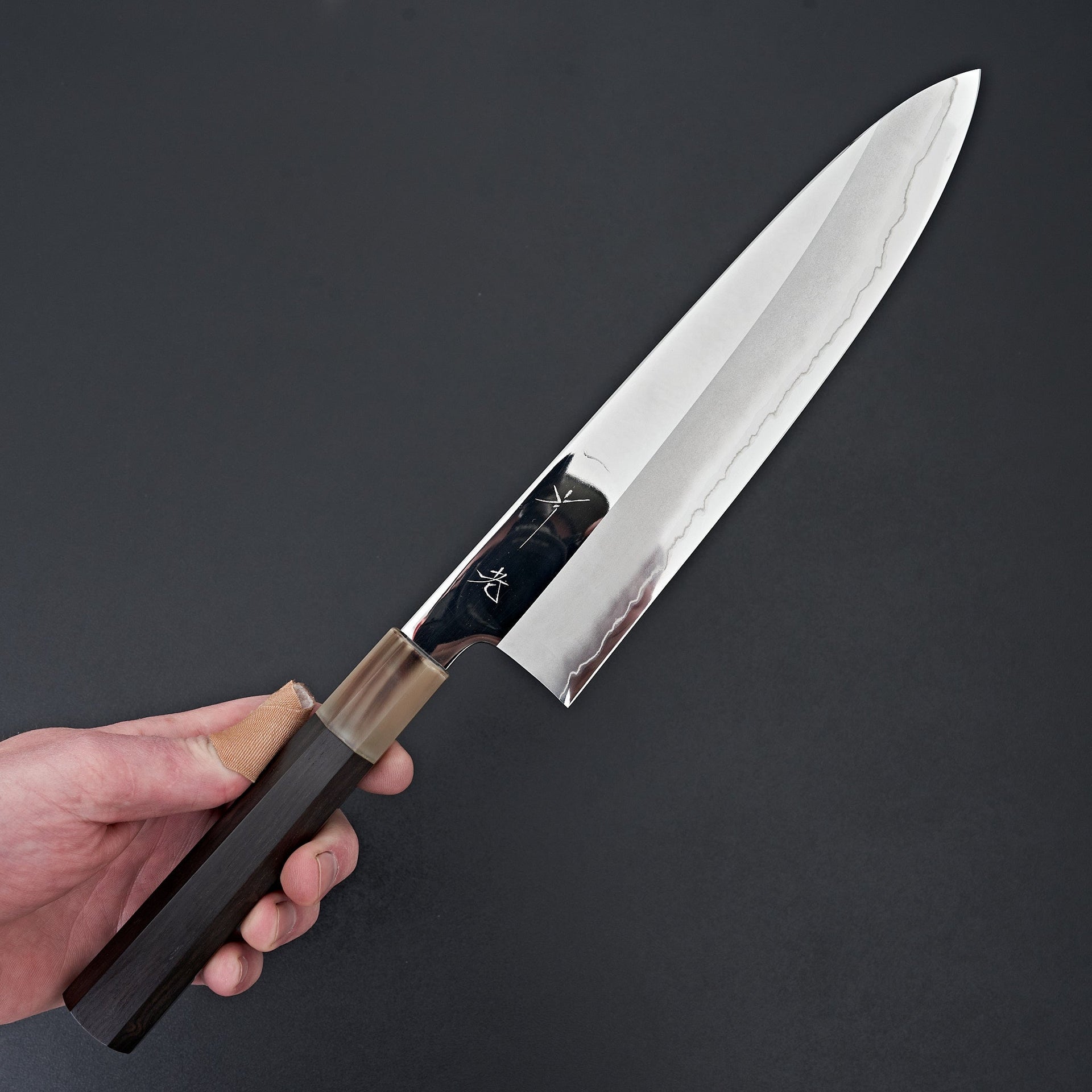 Hitohira Kikuchiyo Rou Silver #3 Mirror Polished Gyuto 240mm Ebony Handle-Knife-Hitohira-Carbon Knife Co