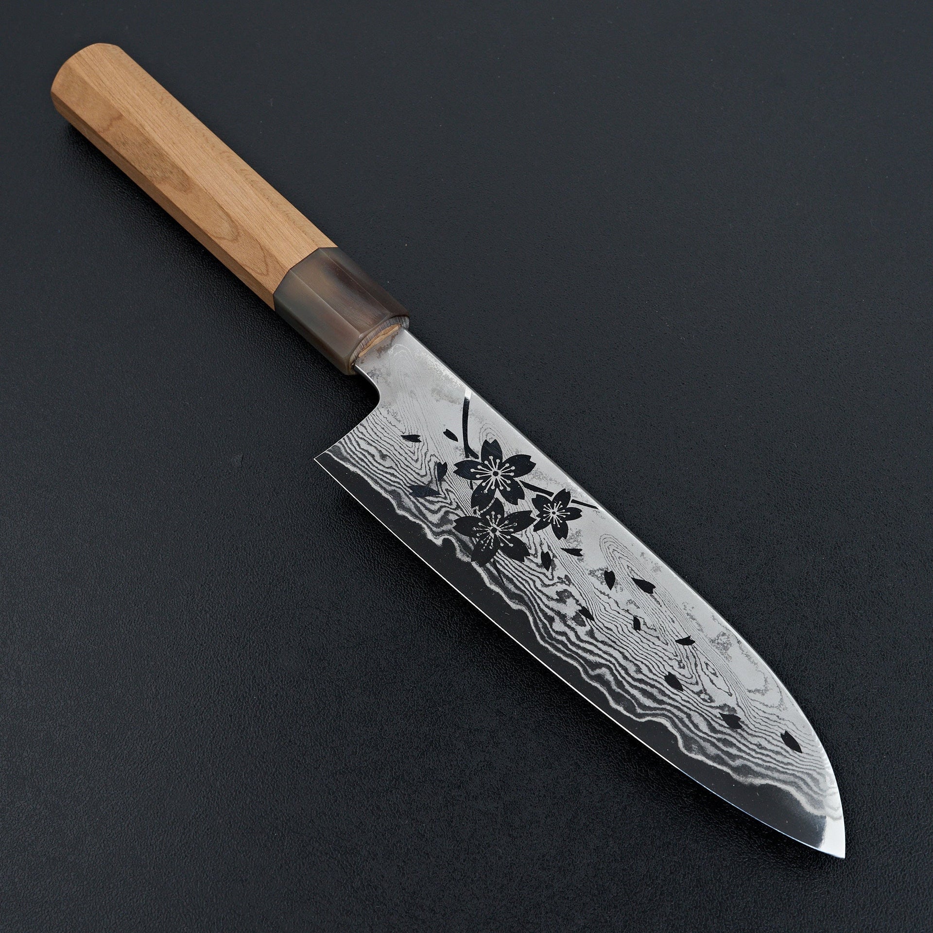 Hitohira Kikuchiyo Rou VG10 Sakura Damascus Santoku Sakura Handle-Knife-Hitohira-Carbon Knife Co