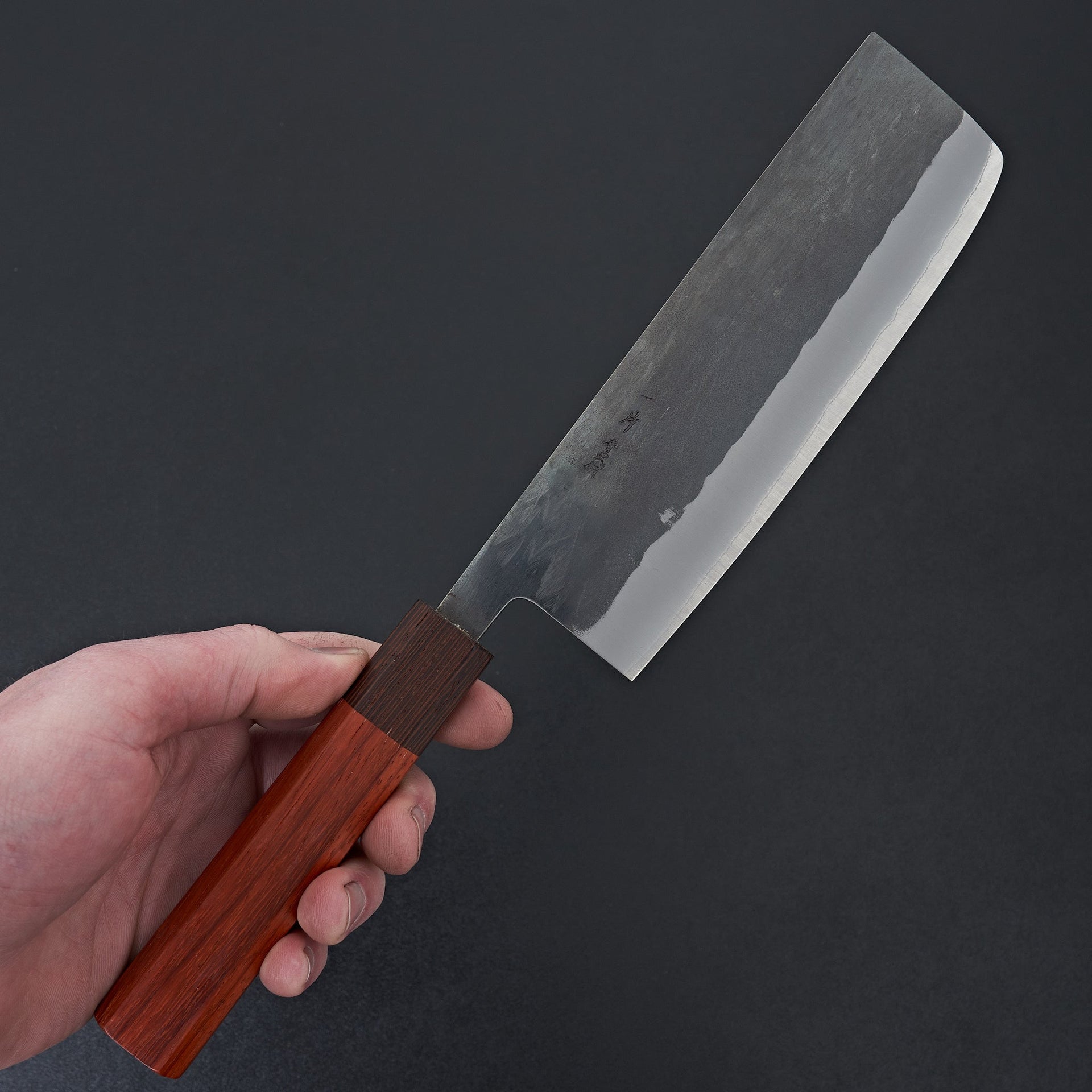 Hitohira TD Blue #2 Stainless Clad Kurouchi Nakiri 165mm Padauk Handle-Knife-Hitohira-Carbon Knife Co