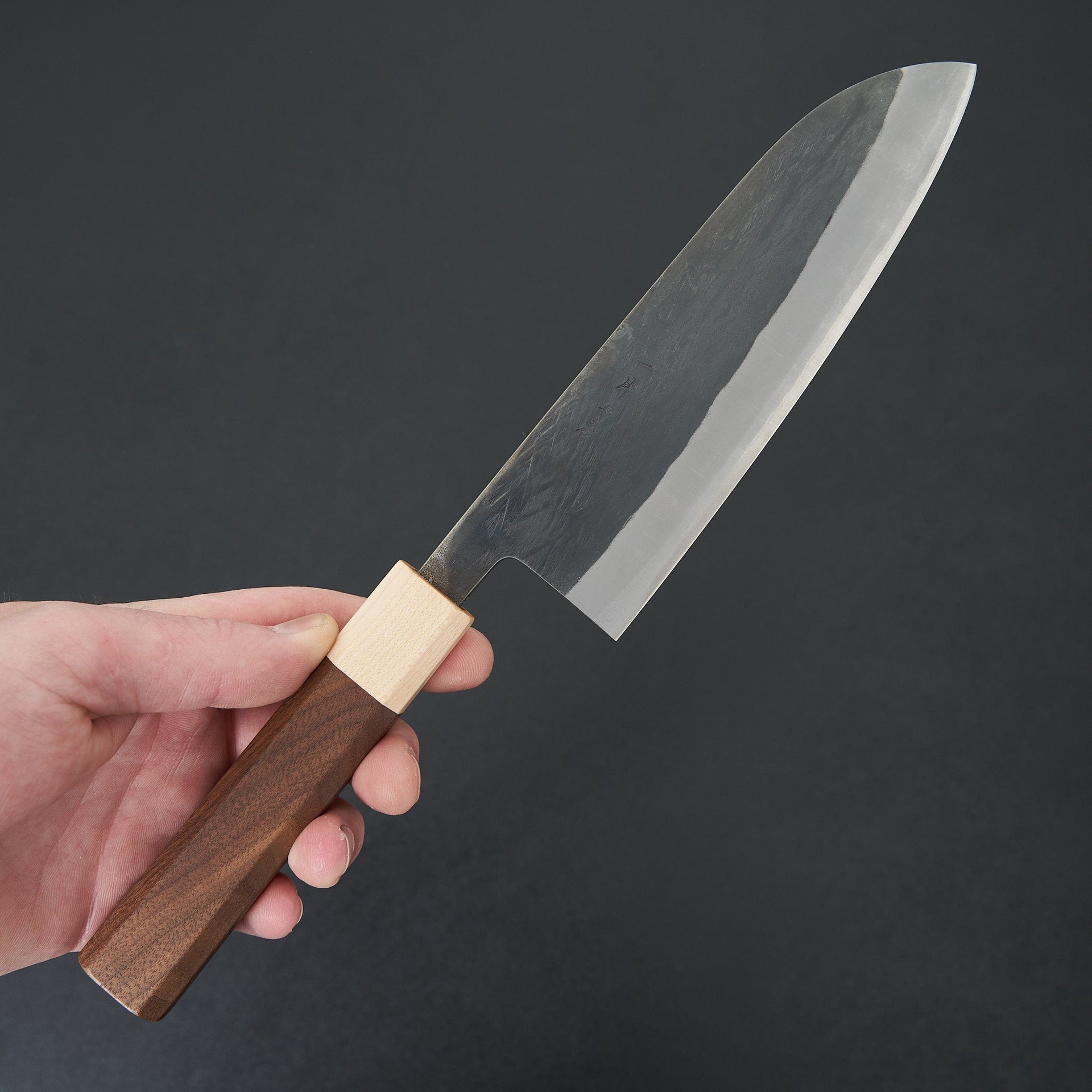 Hitohira TD Blue #2 Stainless Clad Kurouchi Santoku 165mm Walnut Handle-Knife-Hitohira-Carbon Knife Co