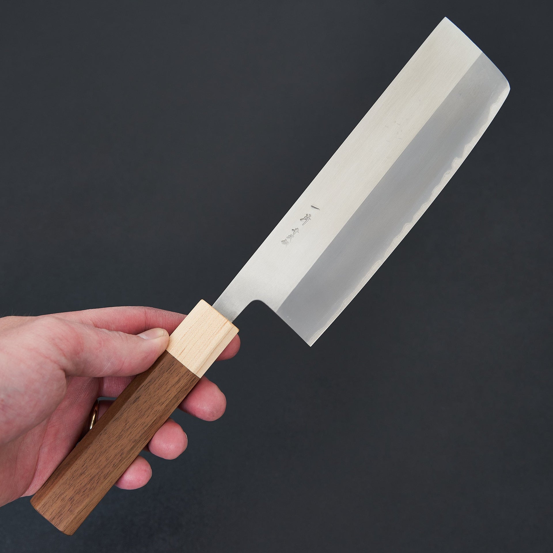 Hitohira TD Blue #2 Stainless Clad Migaki Nakiri 165mm Walnut Handle-Knife-Hitohira-Carbon Knife Co