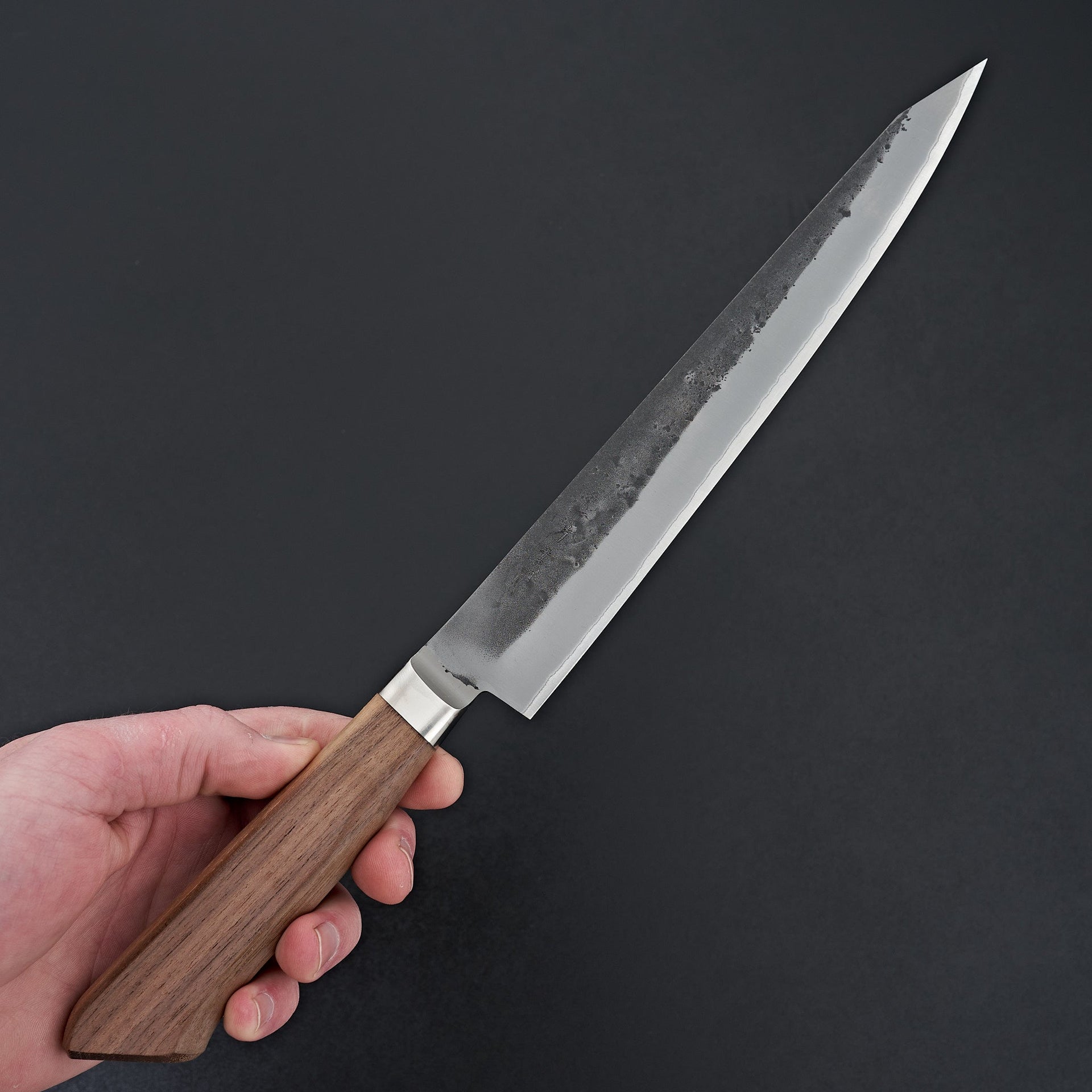 Hitohira TD Blue #2 Stainless Clad Nashiji Yo Sujihiki 240mm Walnut Handle-Knife-Hitohira-Carbon Knife Co