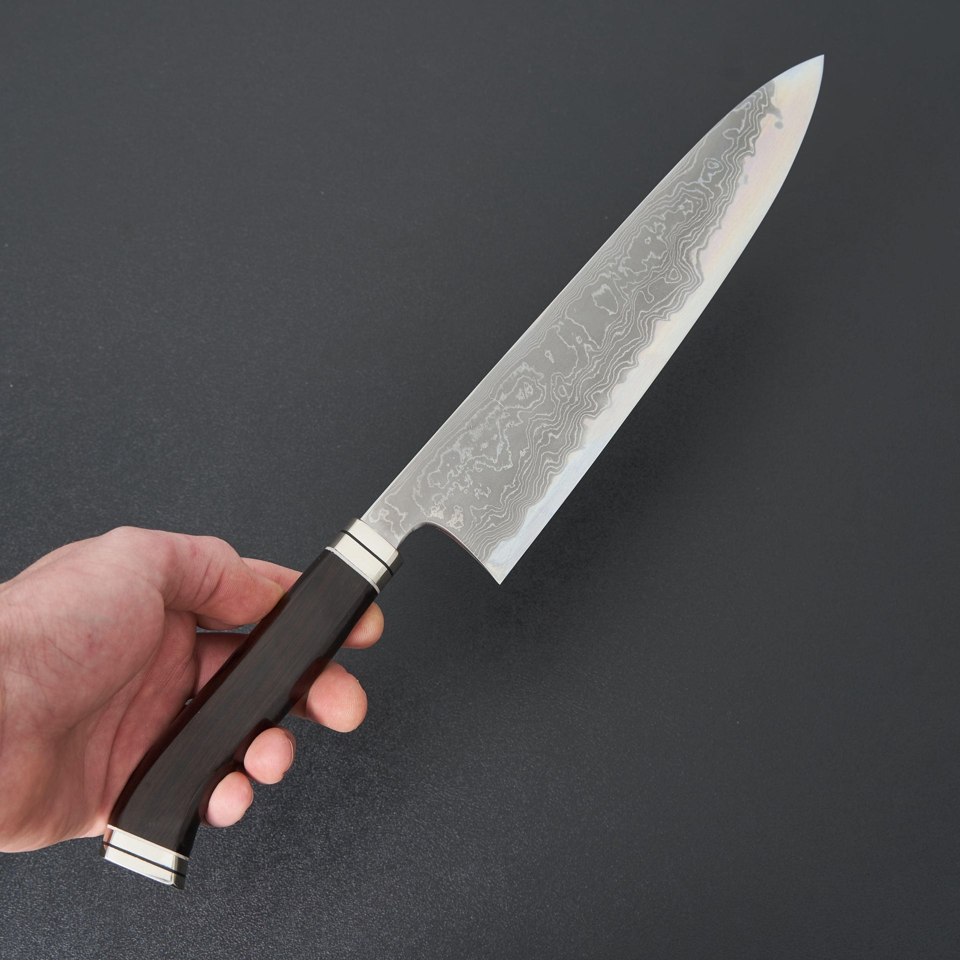 Hitohira Tanaka Kyuzo Blue #1 Damascus Gyuto 240mm Ebony Handle (Fusion Handle)-Knife-Hitohira-Carbon Knife Co