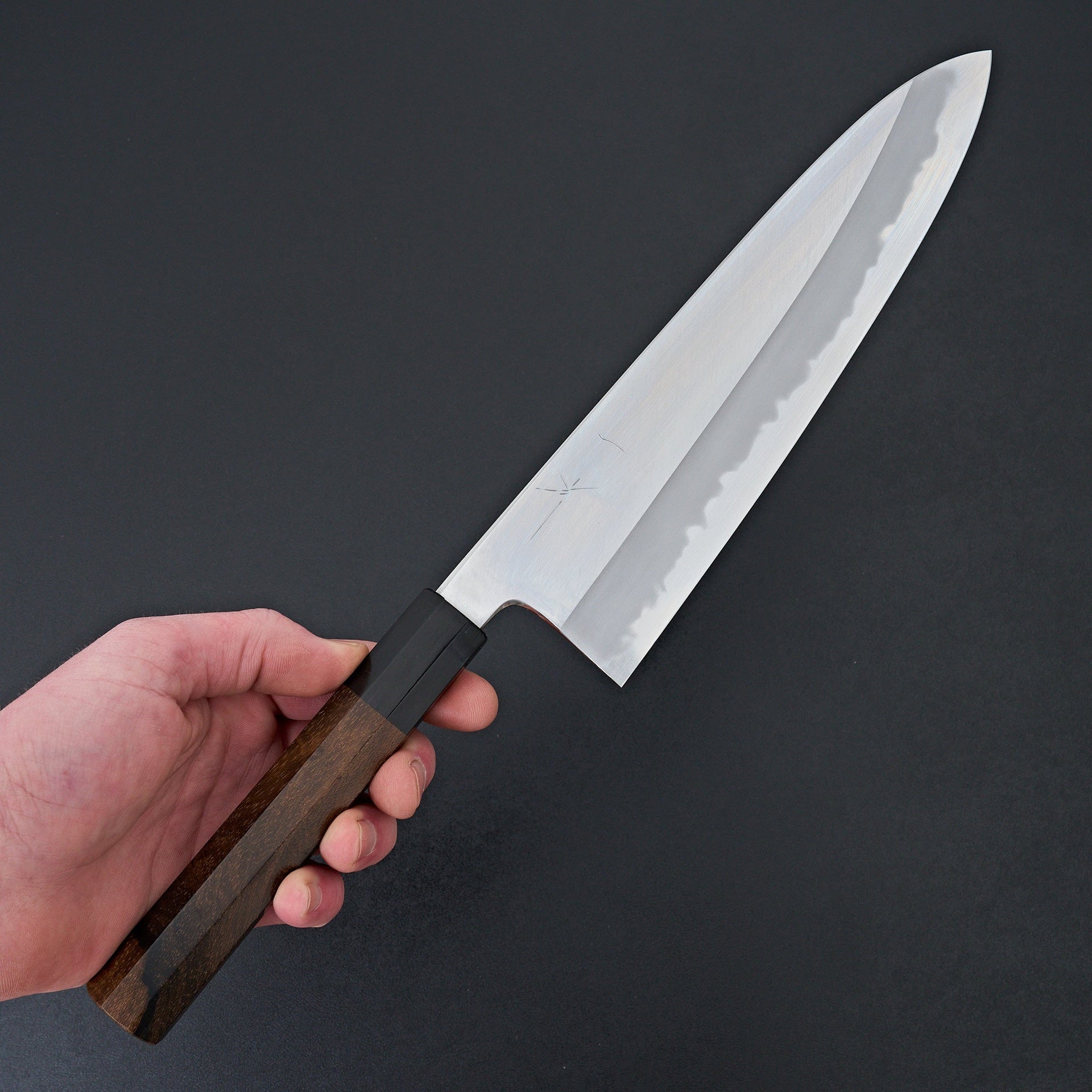 Hitohira Tanaka Kyuzo Blue #1 Migaki Gyuto 240mm Ziricote Handle (Extra Height)-Hitohira-Carbon Knife Co