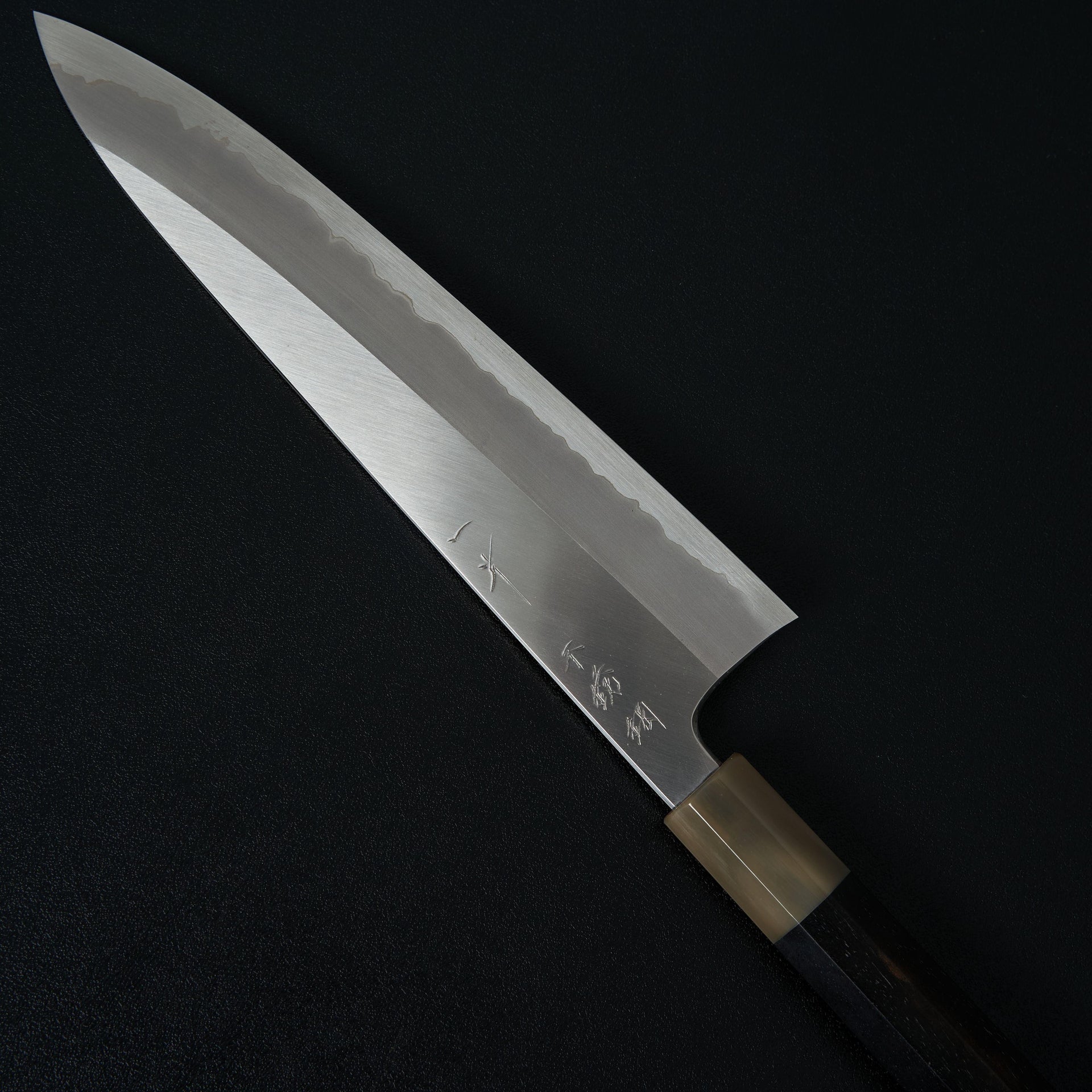 Hitohira Tanaka Kyuzo Blue #1 Stainless Clad Gyuto 240mm Taihei Ebony Handle-Knife-Hitohira-Carbon Knife Co