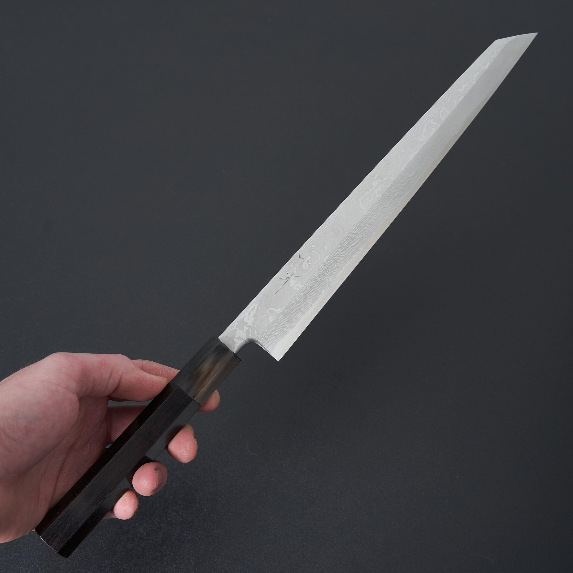 Hitohira Tanaka Manzo Blue #1 Damascus Kiritsuke Yanagiba 270mm Ebony Handle (Saya)-Knife-Hitohira-Carbon Knife Co