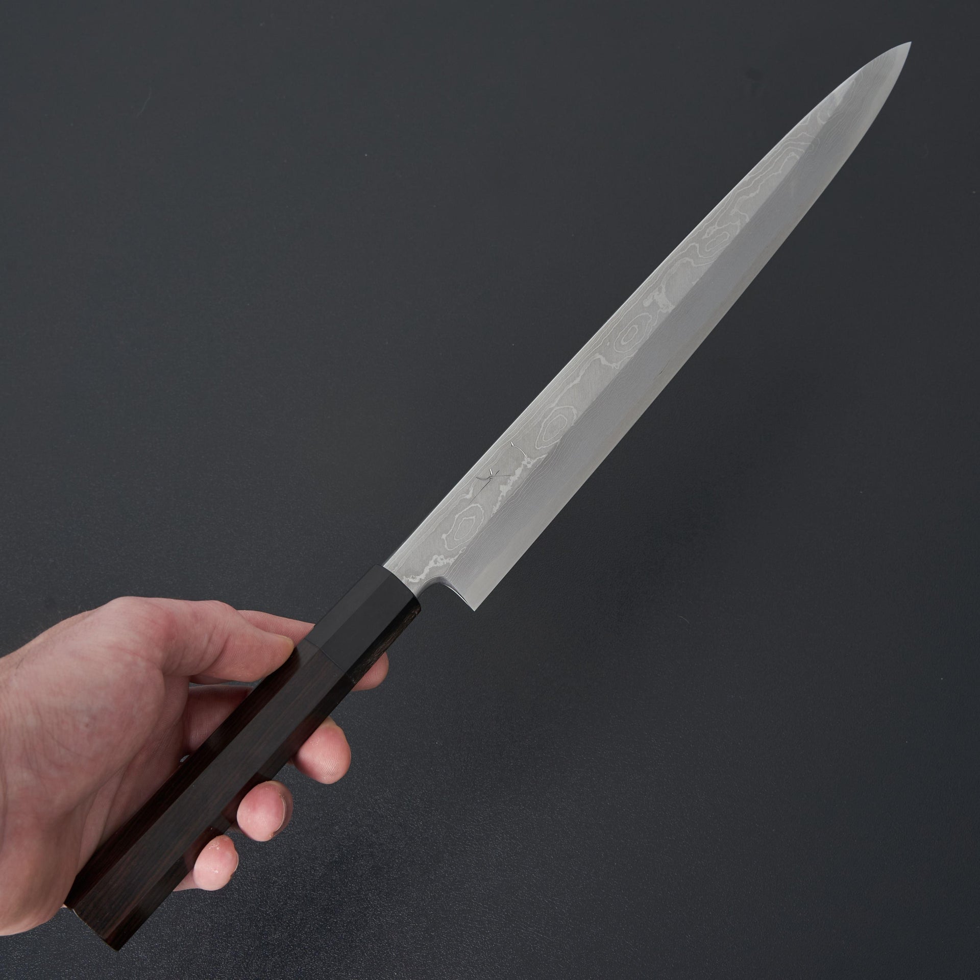 Hitohira Tanaka Manzo Blue #1 Damascus Yanagiba 300mm Ebony Handle (Saya)-Knife-Hitohira-Carbon Knife Co