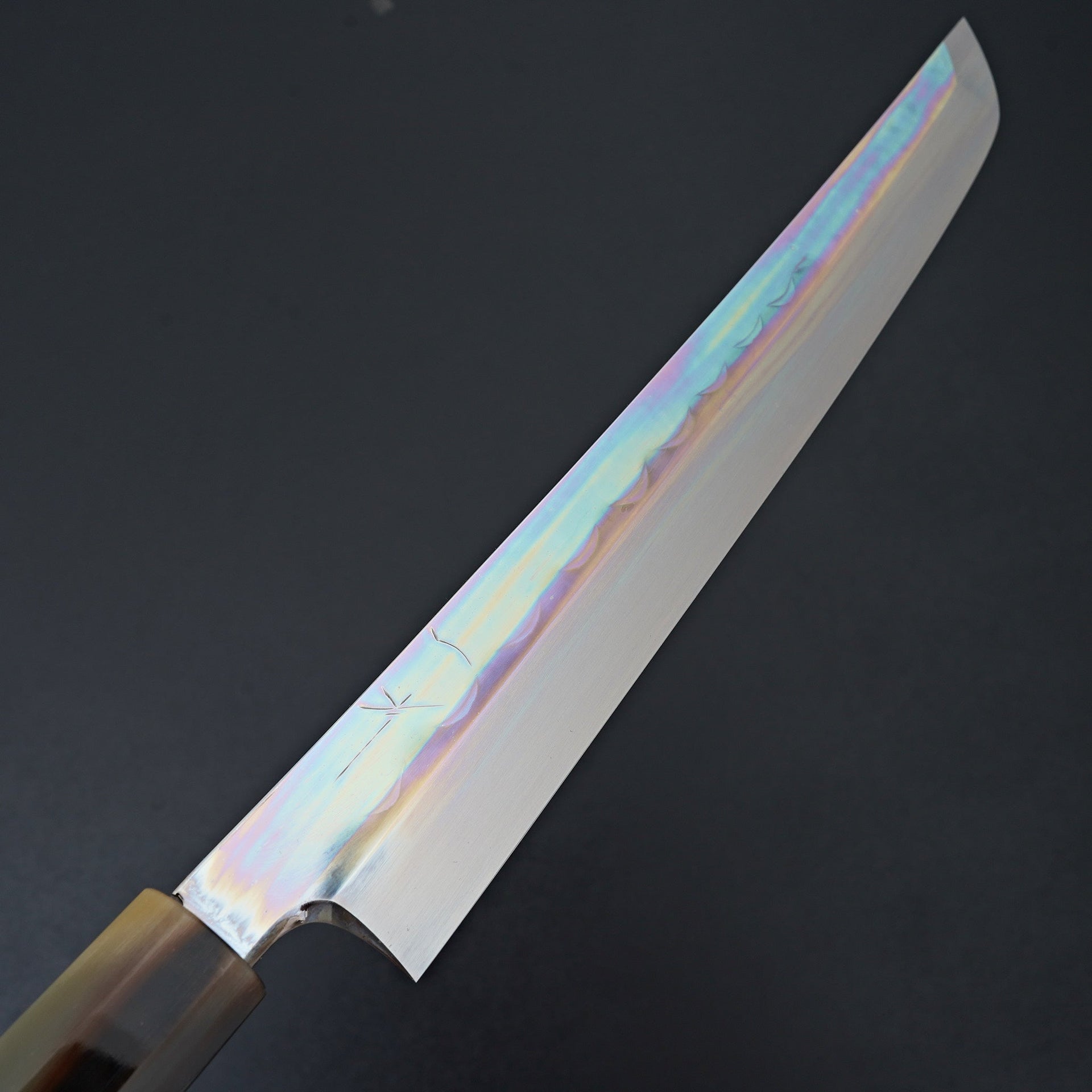 Hitohira Togashi White #1 Notaremon Mizu Honyaki Yanagi Sakimaru 300mm Taihei Ebony Handle (Saya)-Knife-Hitohira-Carbon Knife Co
