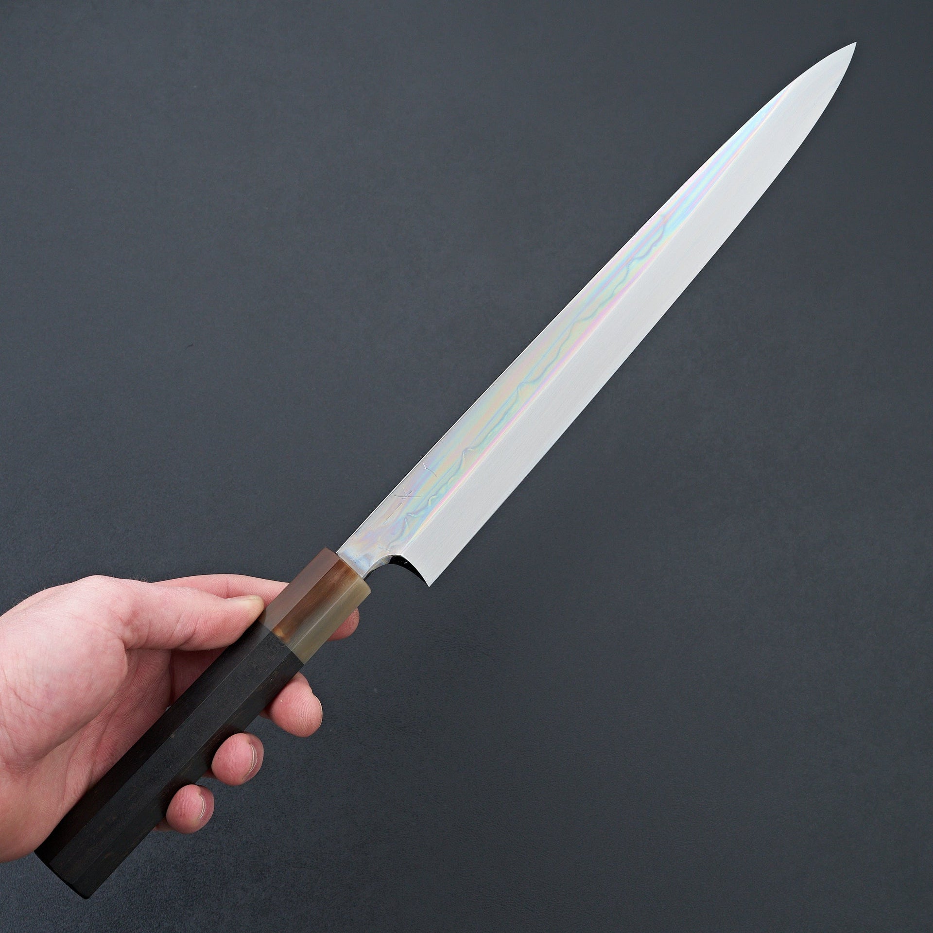 Hitohira Togashi White #1 Sanbonsugi Mizu Honyaki Yanagiba 300mm Taihei Ebony Handle (Saya)-Knife-Hitohira-Carbon Knife Co