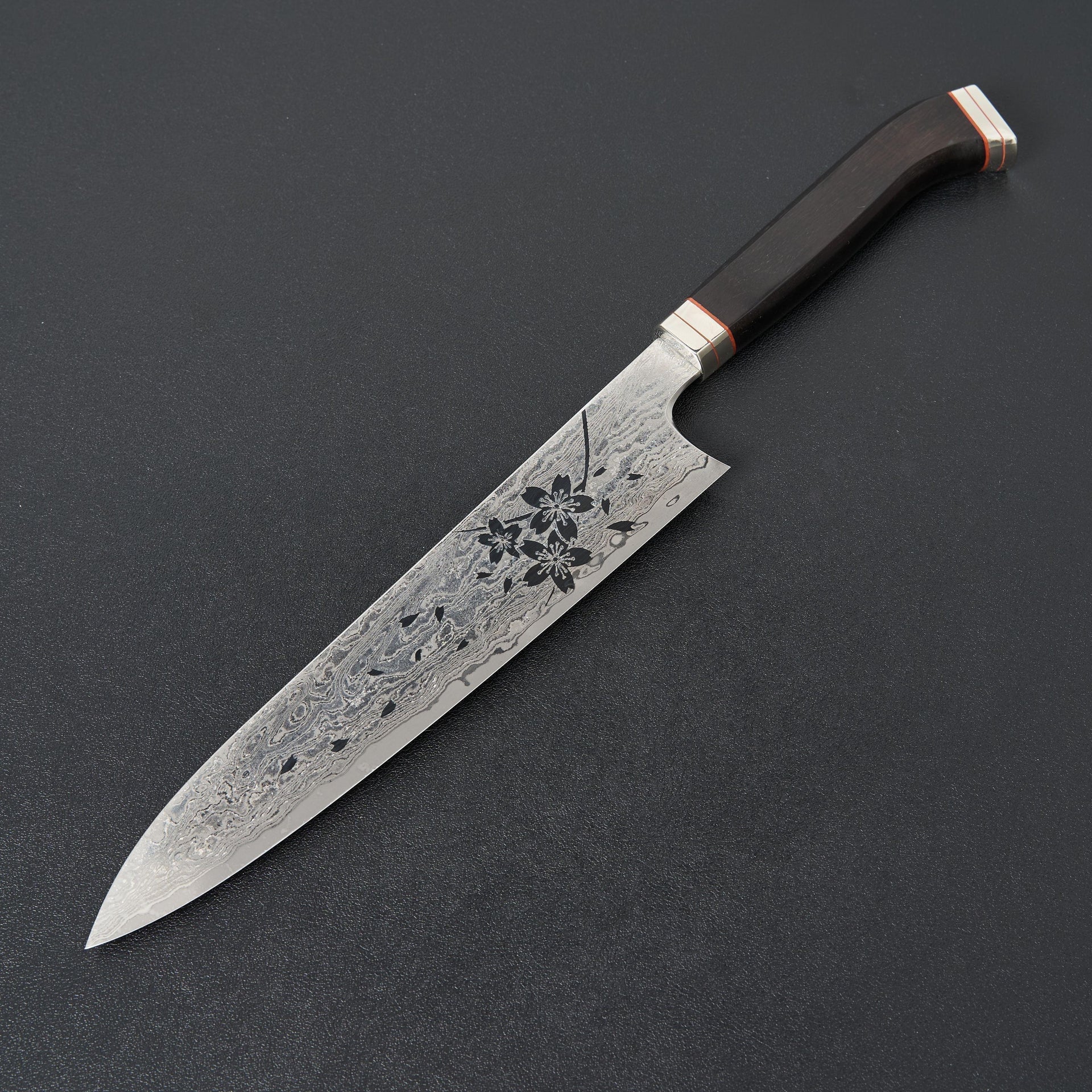 Hitohira Uki Sakura Damascus Gyuto 240mm Ebony Handle (Fusion Handle)-Knife-Hitohira-Carbon Knife Co