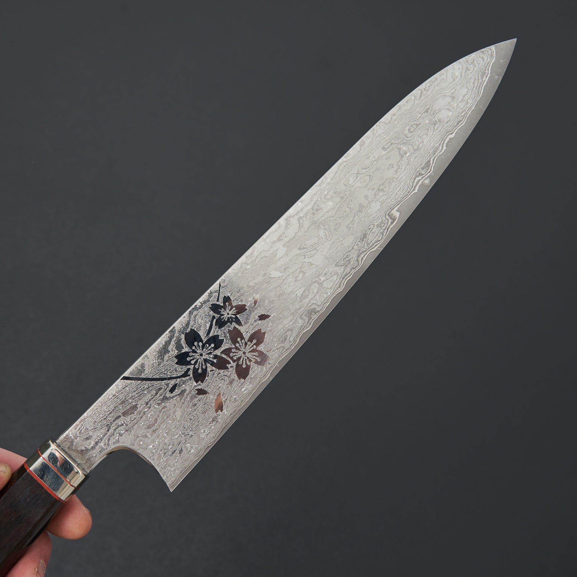 Hitohira Uki Sakura Damascus Gyuto 240mm Ebony Handle (Fusion Handle)-Knife-Hitohira-Carbon Knife Co