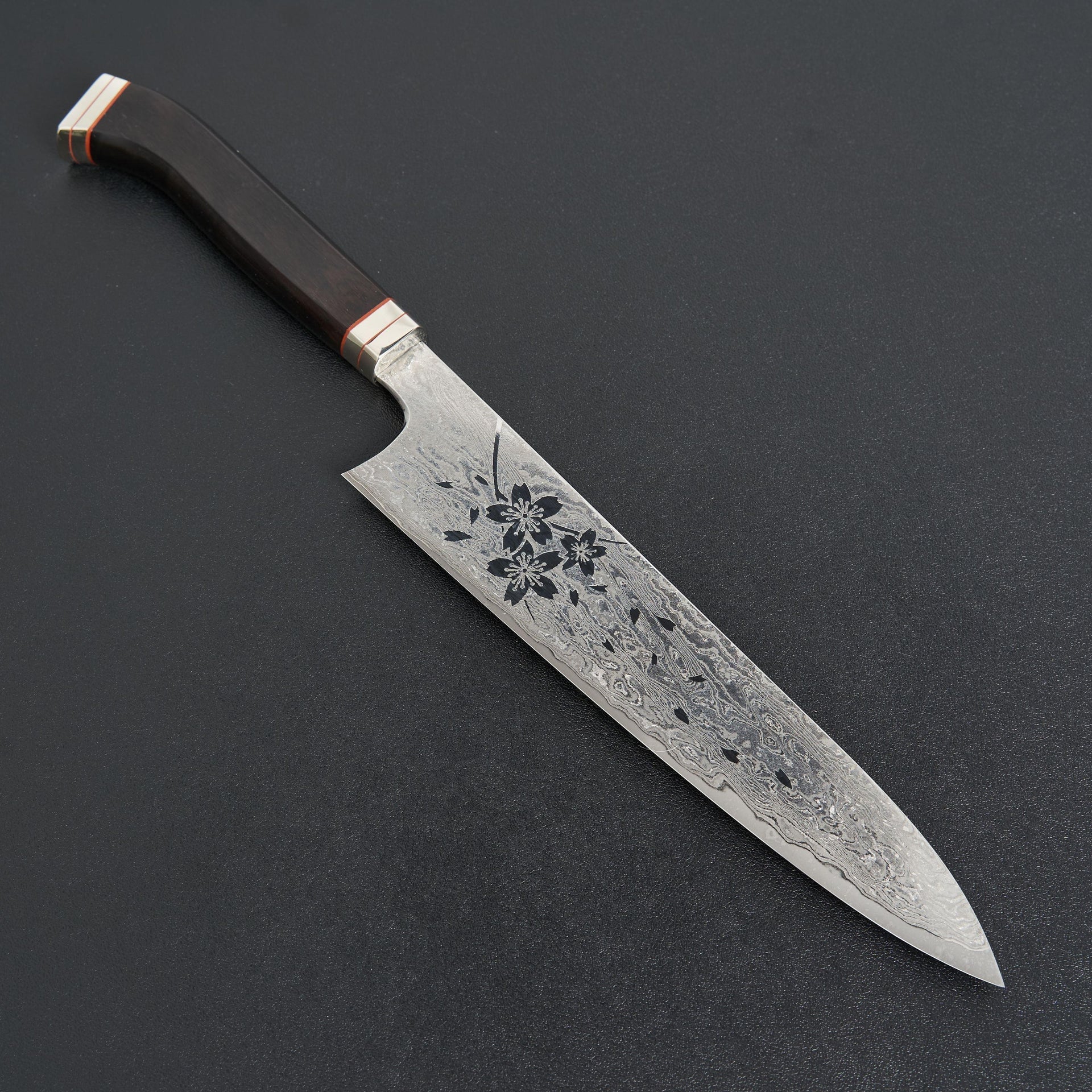 Hitohira Uki Sakura Damascus Gyuto 240mm Ebony Handle (Fusion Handle)-Knife-Hitohira-Carbon Knife Co