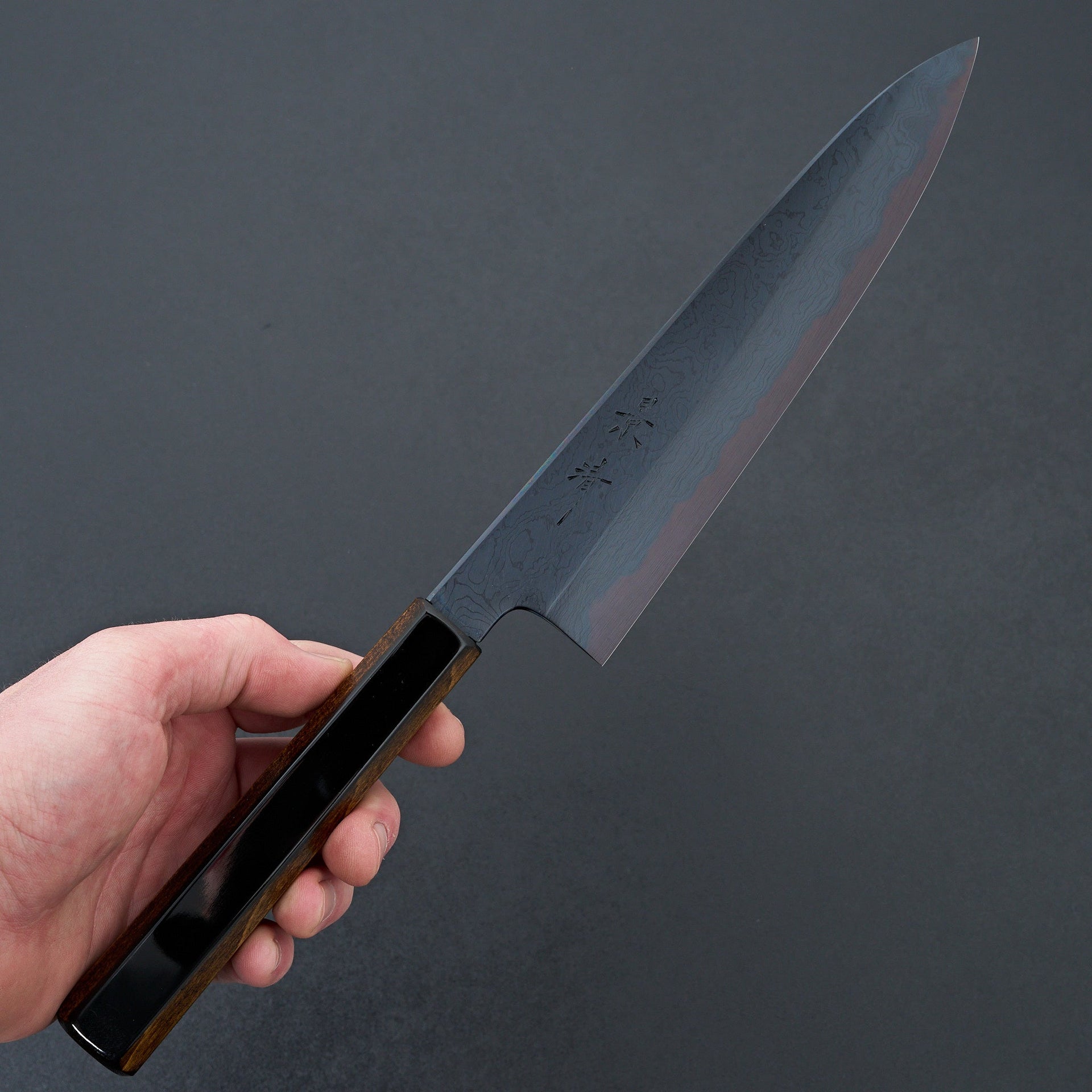 Kagekiyo Blue 1 Black Dyed Damascus Gyuto 210mm-Knife-Kagekiyo-Carbon Knife Co