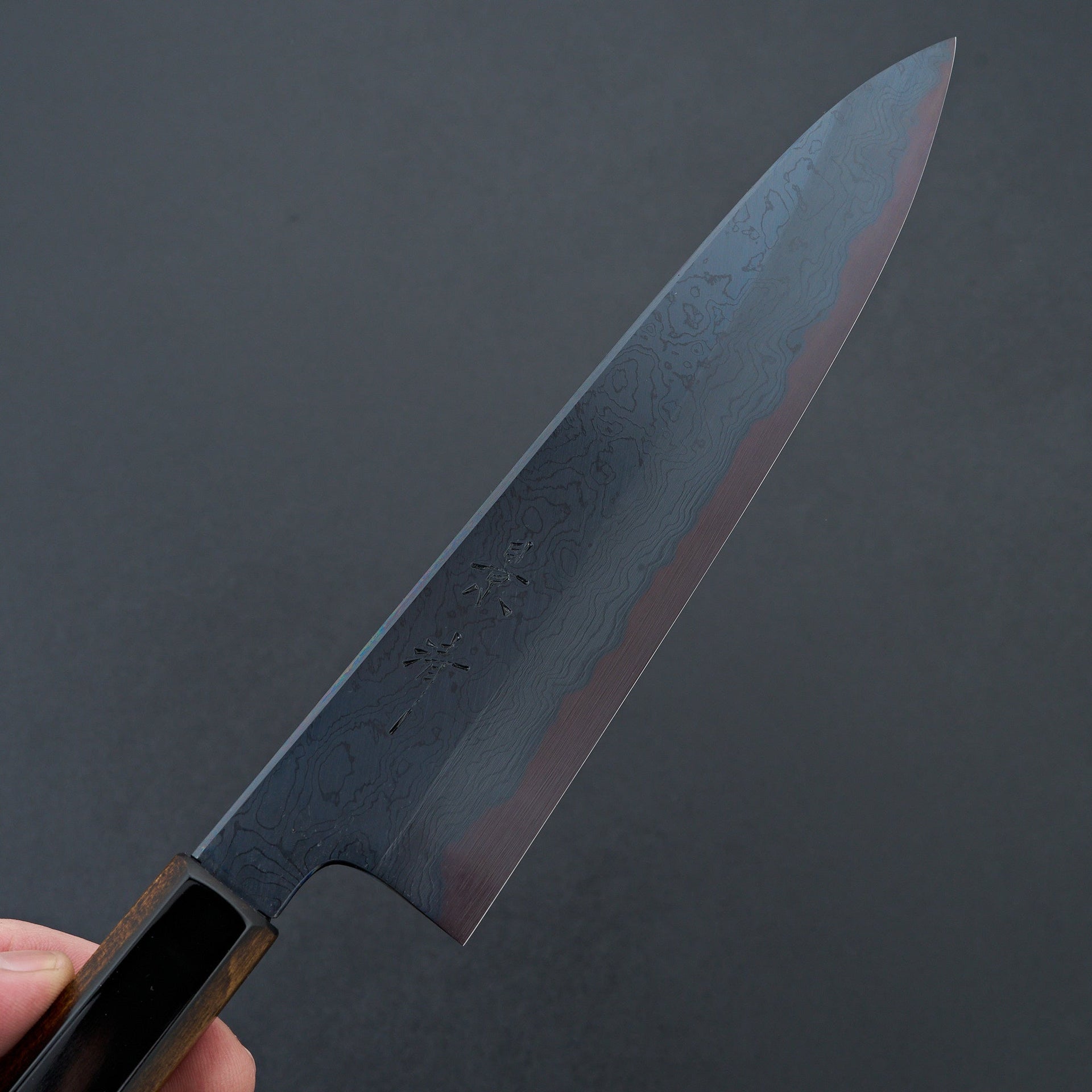Kagekiyo Blue 1 Black Dyed Damascus Gyuto 210mm-Knife-Kagekiyo-Carbon Knife Co