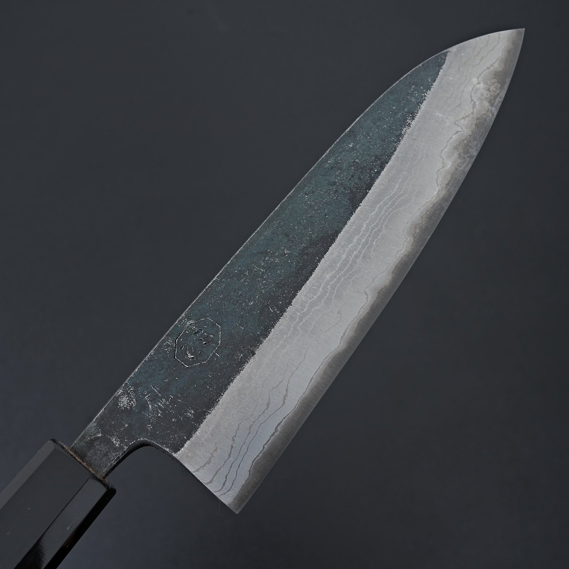 Kumokage Blue #2 Kurouchi Damascus Santoku 180mm-Knife-Hatsukokoro-Carbon Knife Co