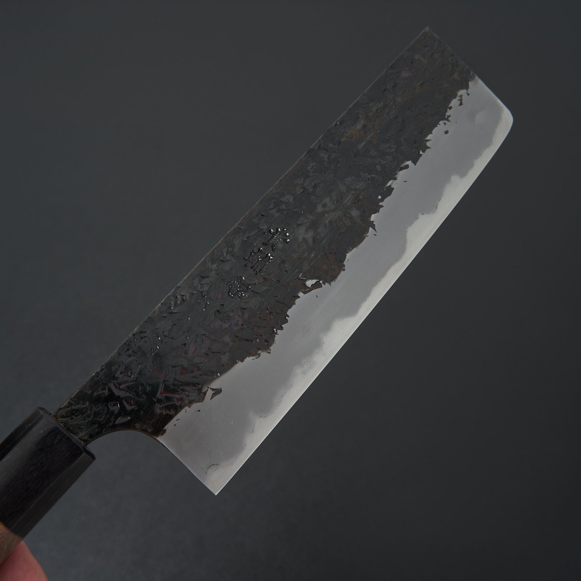 Manaka Hamono Kisuke Blue #2 Kurouchi Tsuchime Nakiri 165mm-Knife-Manaka Hamono-Carbon Knife Co