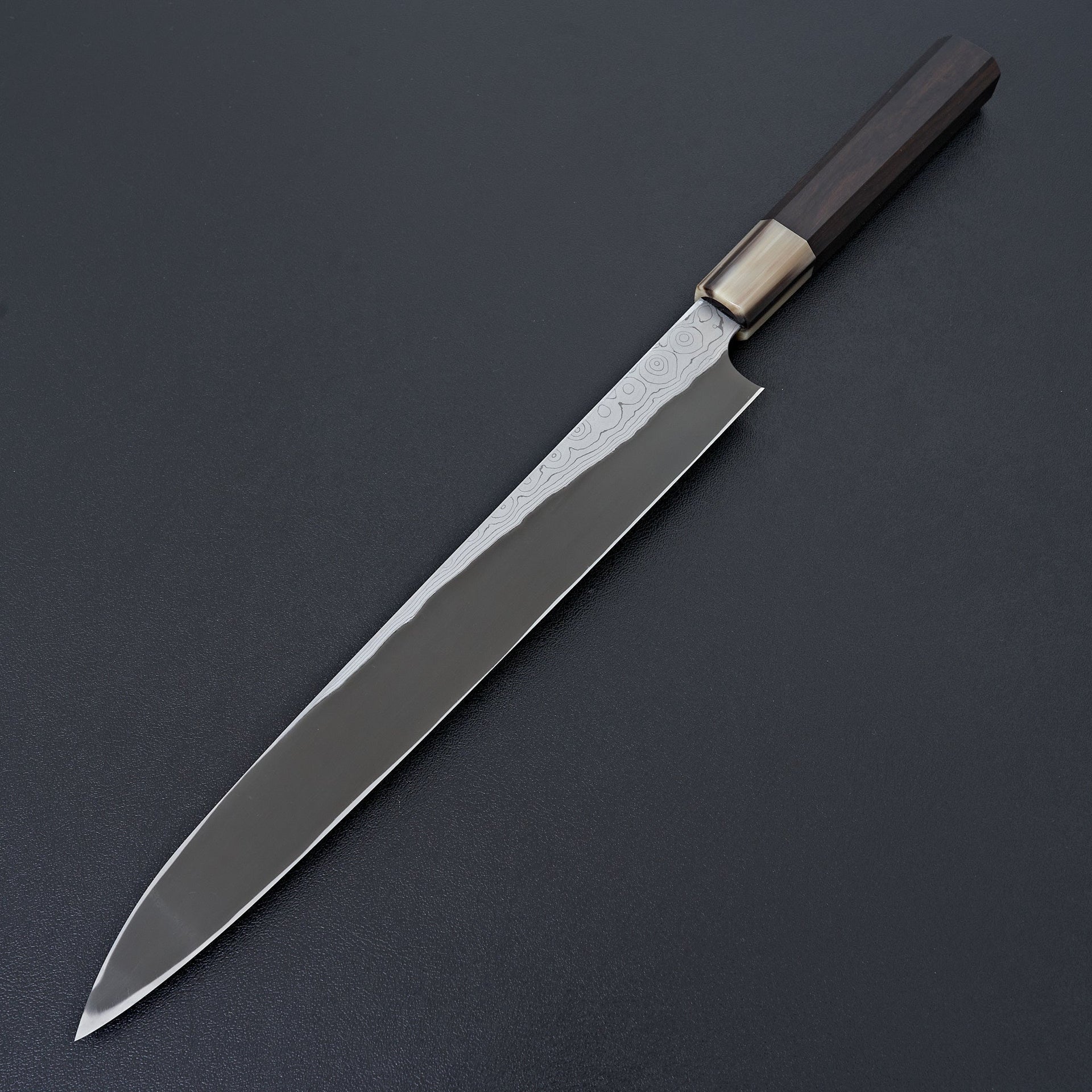 Nigara Hamono Blue 2 Kurozome Damascus Yanagiba 270mm-Knife-Handk-Carbon Knife Co