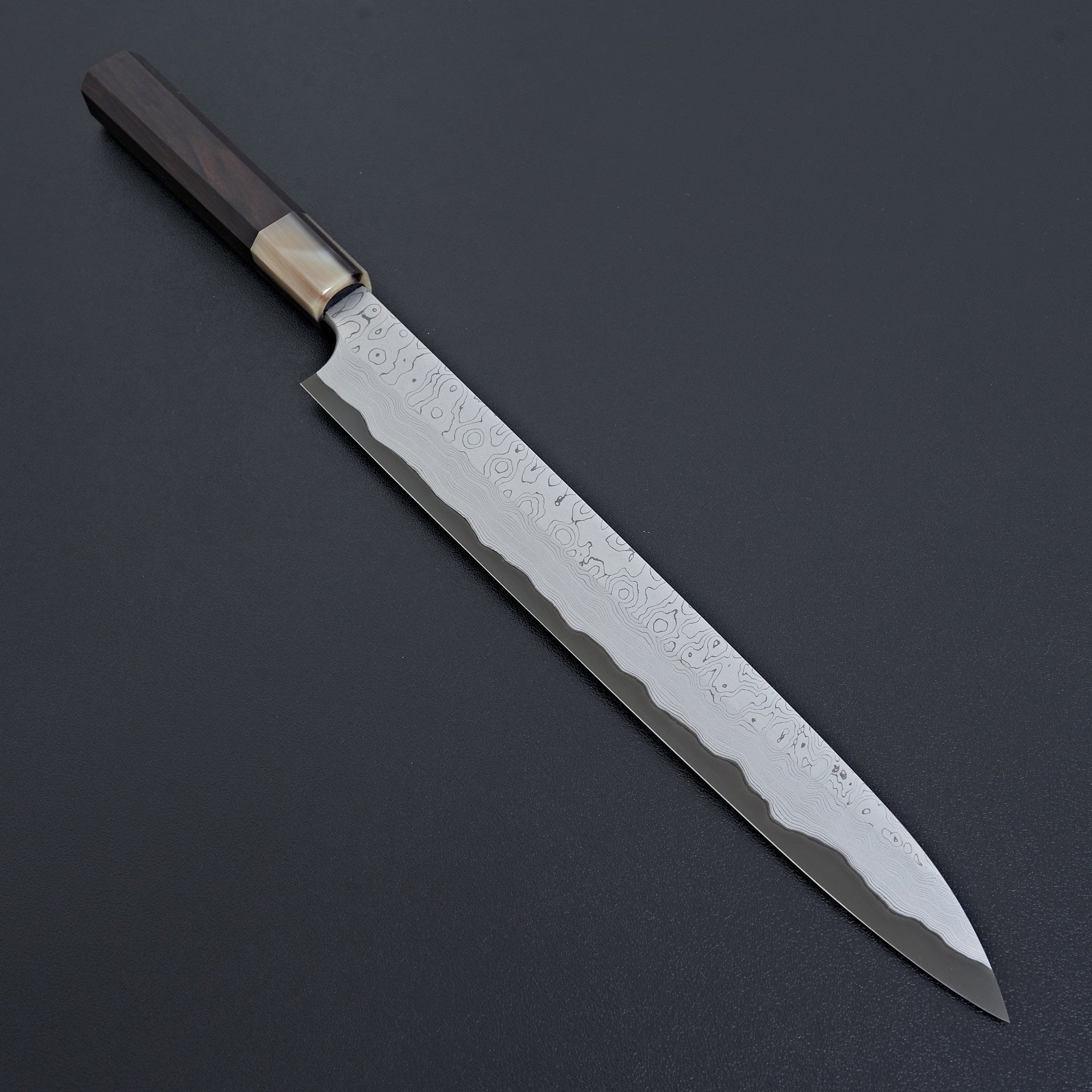 Nigara Hamono Blue 2 Kurozome Damascus Yanagiba 270mm-Knife-Handk-Carbon Knife Co