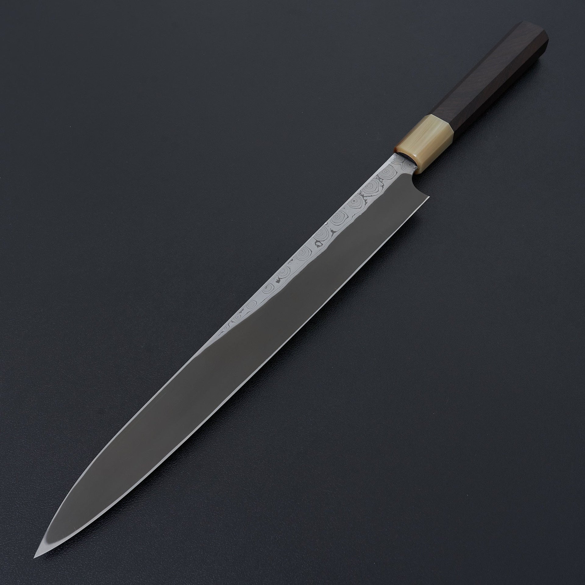 Nigara Hamono Blue 2 Kurozome Damascus Yanagiba 300mm-Knife-Handk-Carbon Knife Co