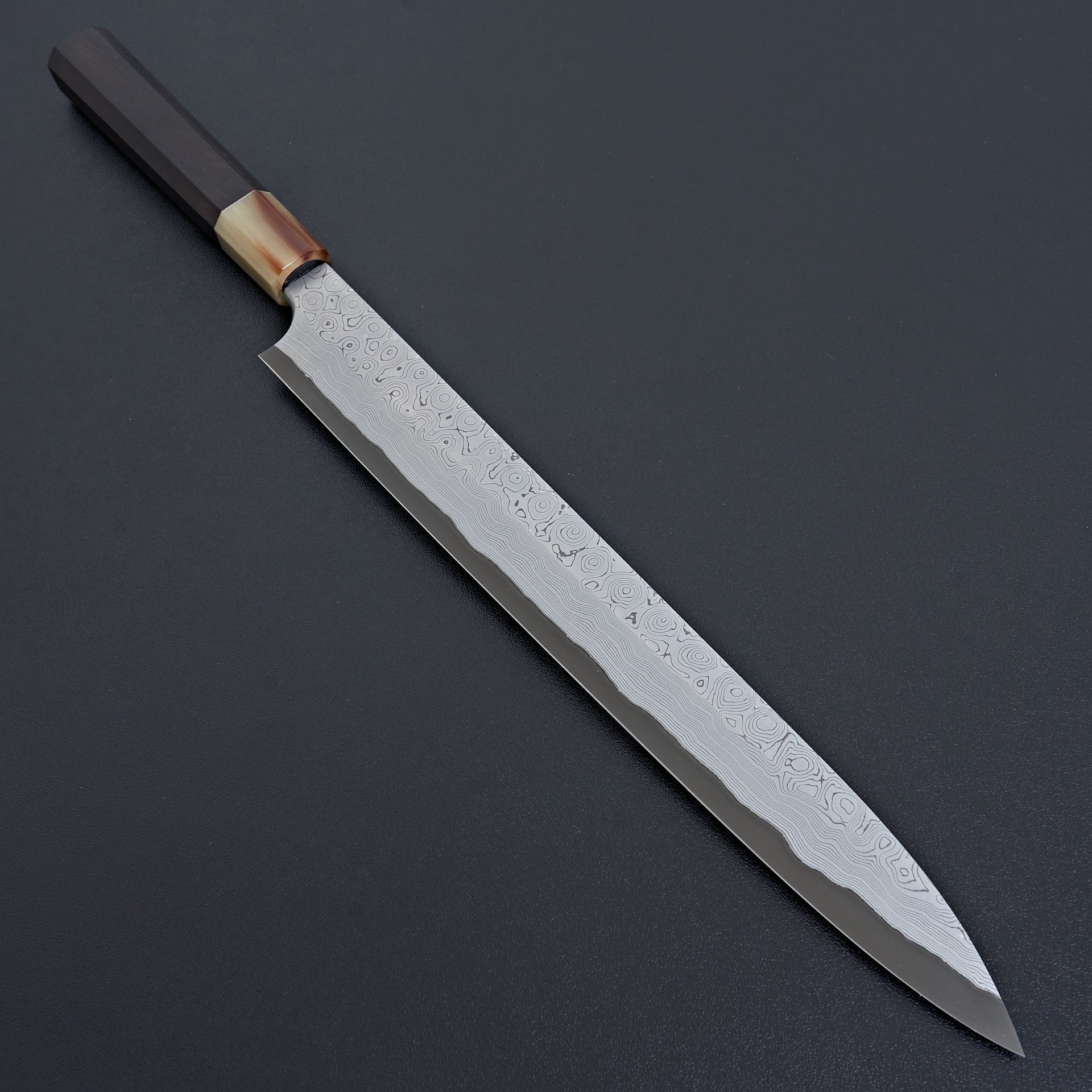 Nigara Hamono Blue 2 Kurozome Damascus Yanagiba 300mm-Knife-Handk-Carbon Knife Co