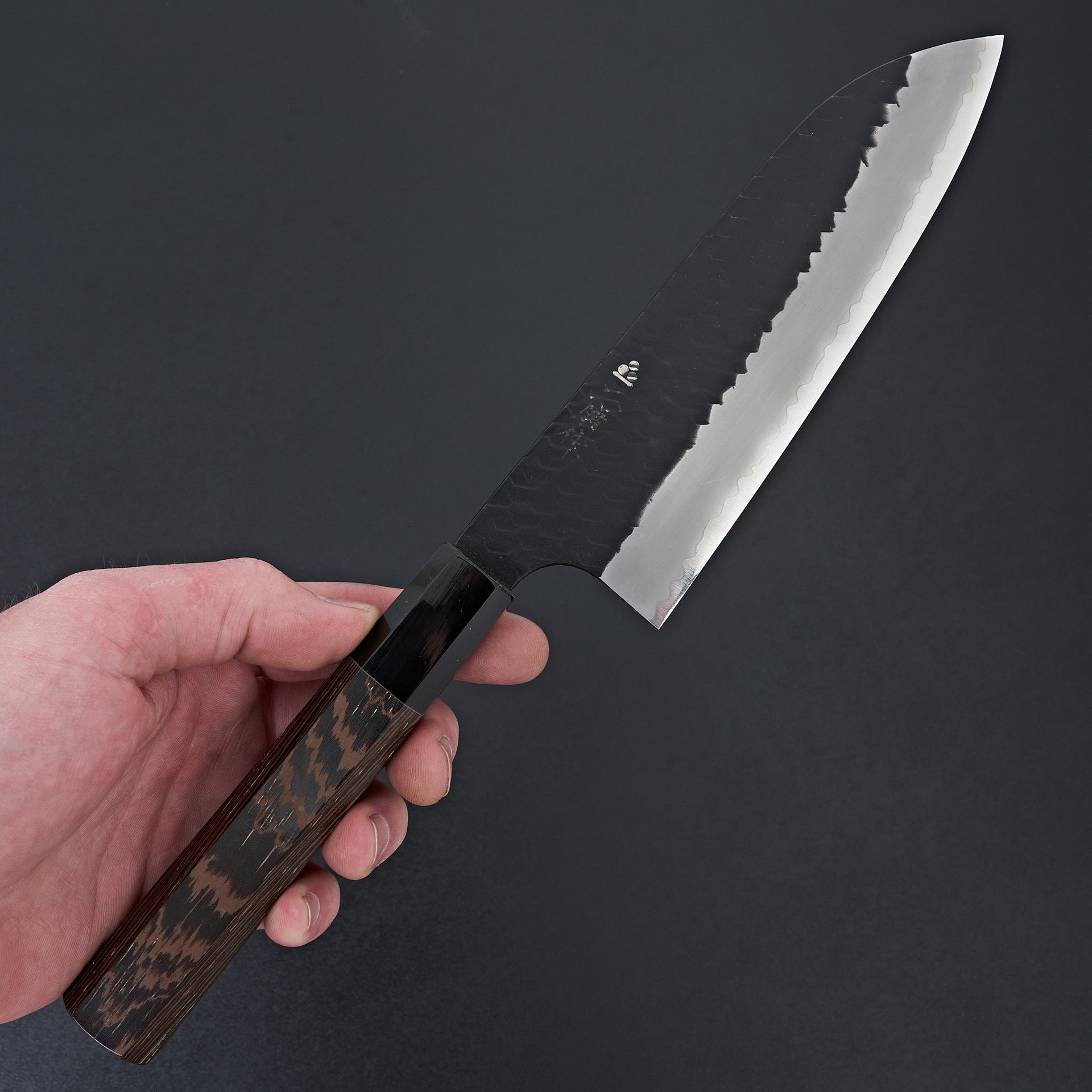 Nigara Hamono SG2 Kurouchi Tsuchime Santoku 180mm-Knife-Handk-Carbon Knife Co