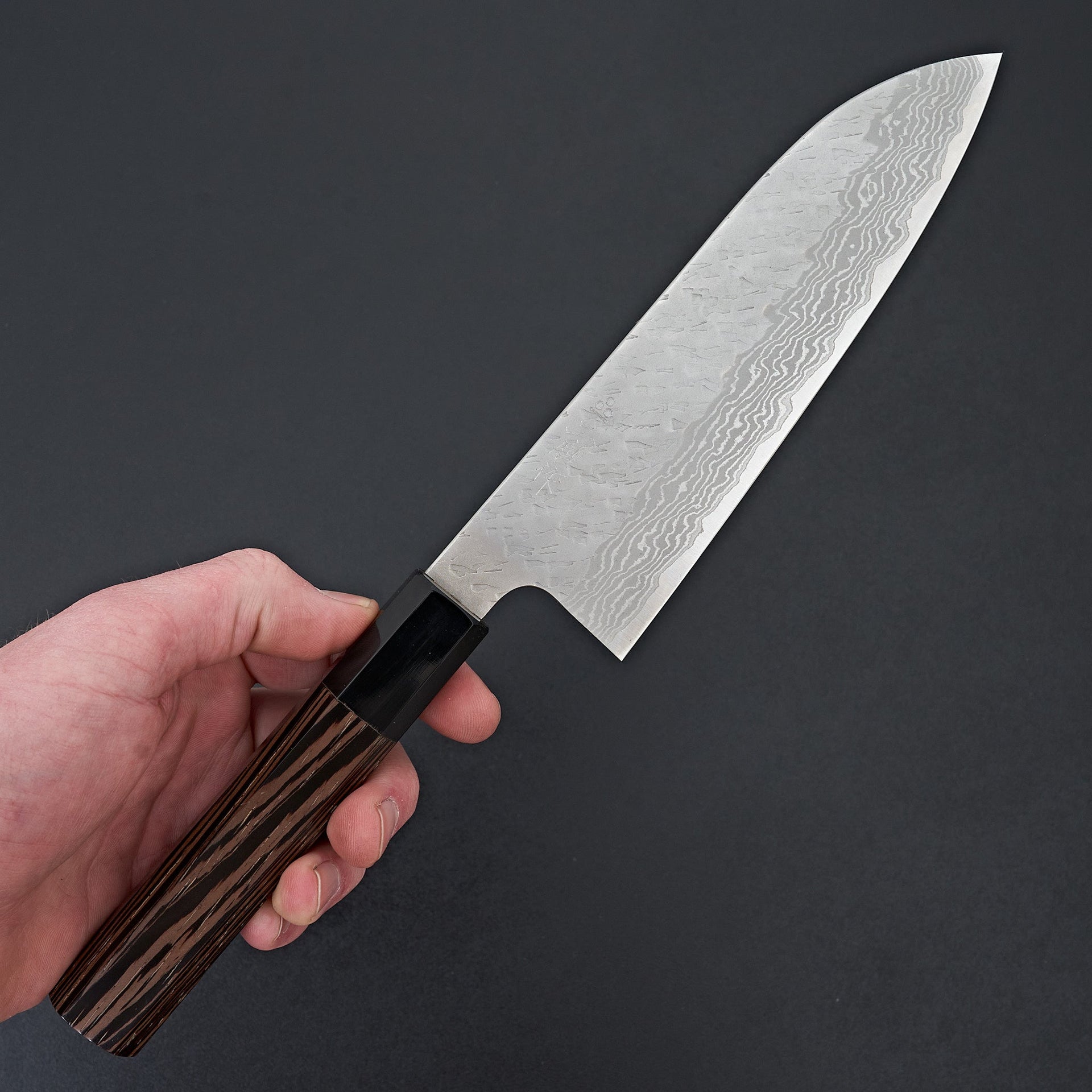 Nigara Hamono VG10 Migaki Tsuchime Damascus Santoku 180mm-Knife-Handk-Carbon Knife Co