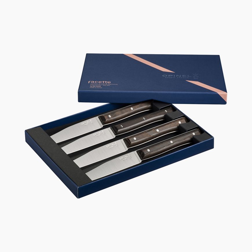 Opinel Facette Full-Tang Steak Knives - Dark Ash-Knife-Opinel-Carbon Knife Co