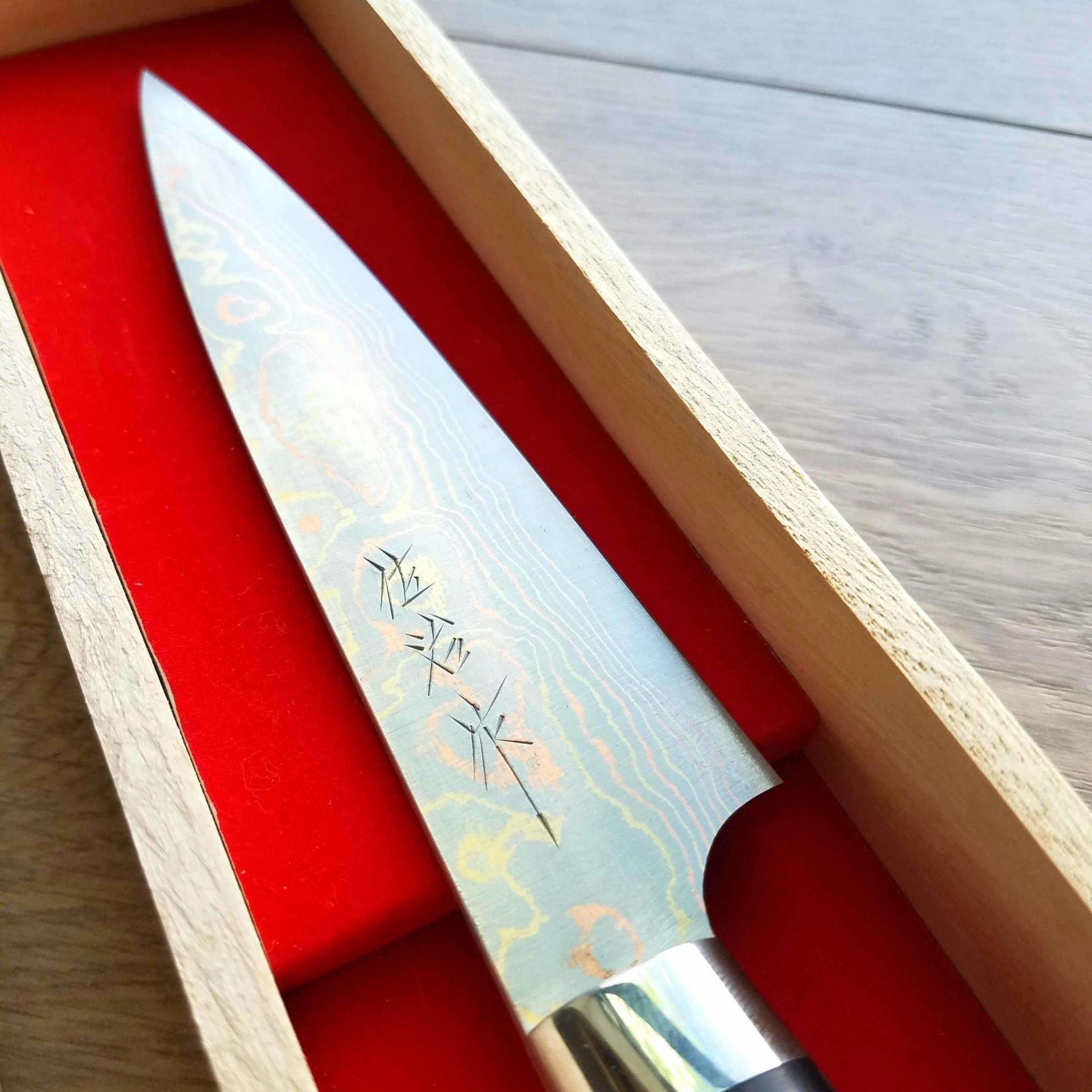 Saji Rainbow Damascus Petty 150mm-Knife-Takeshi Saji-Carbon Knife Co