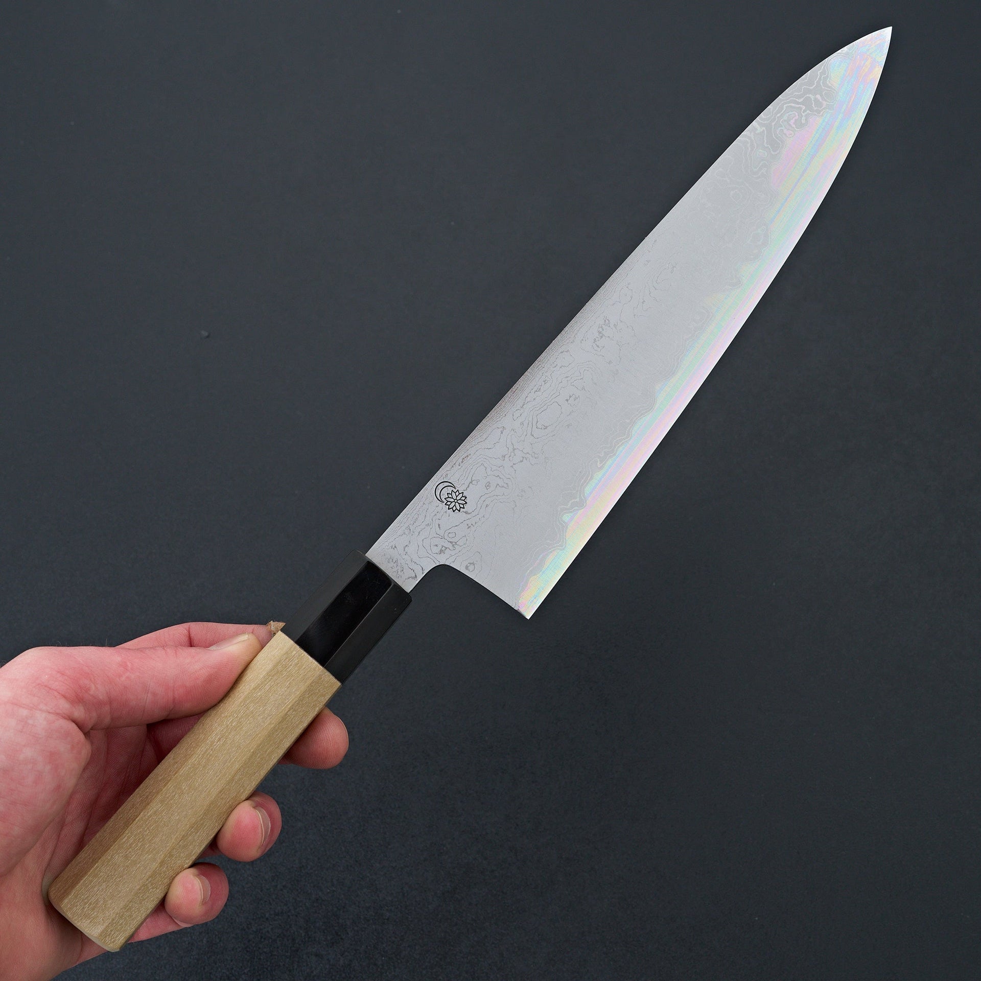 Sakai Kikumori Kikuzuki Uzu Blue #1 Damascus Gyuto 240mm-Knife-Sakai Kikumori-Carbon Knife Co
