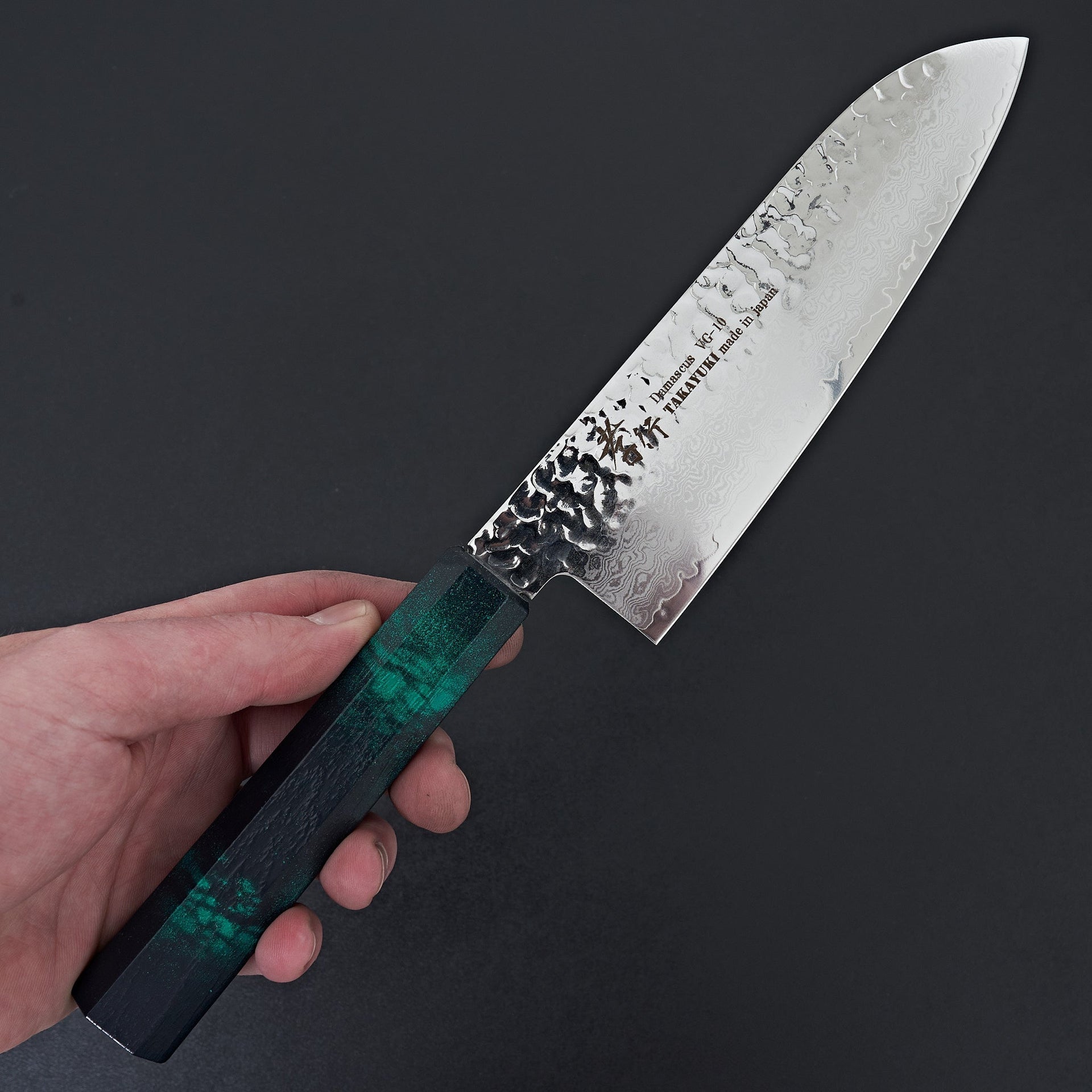 Sakai Takayuki Nanairo Green Tortoiseshell 33 Layer Damascus Santoku 170mm-Knife-Sakai Takayuki-Carbon Knife Co