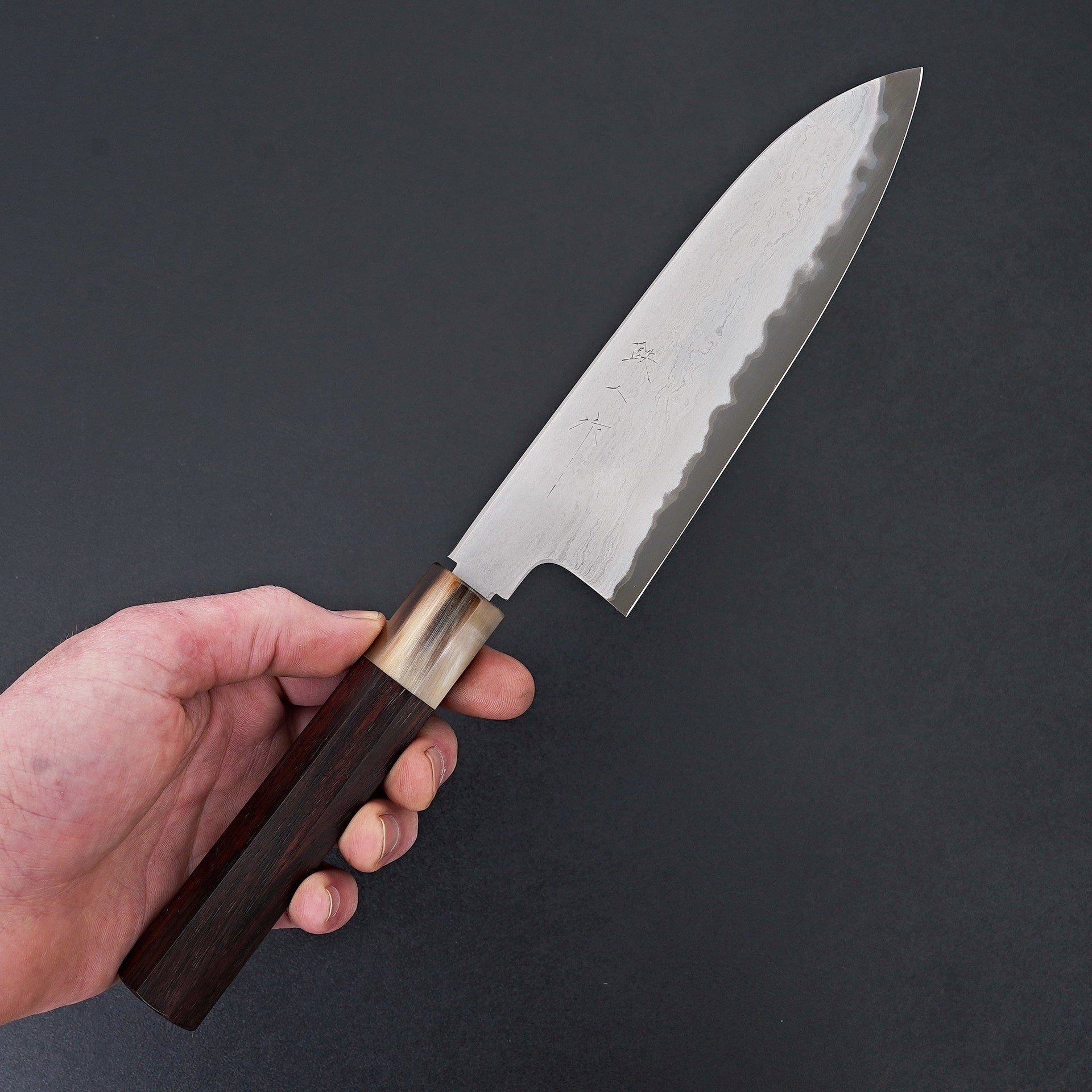 Tetsujin Blue #2 Metal Flow Santoku 180mm Taihei Rosewood Handle-Knife-Hitohira-Carbon Knife Co