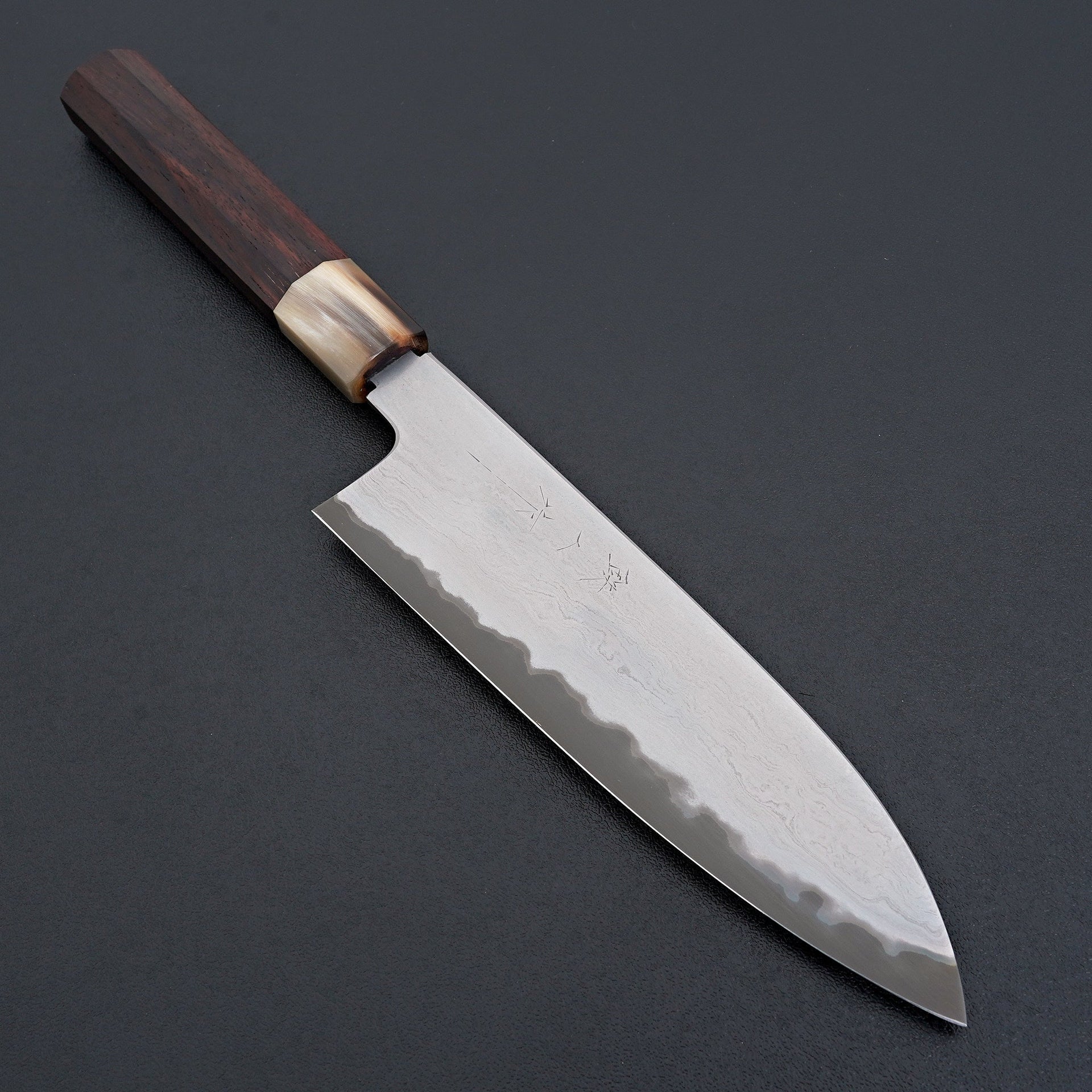 Tetsujin Blue #2 Metal Flow Santoku 180mm Taihei Rosewood Handle-Knife-Hitohira-Carbon Knife Co