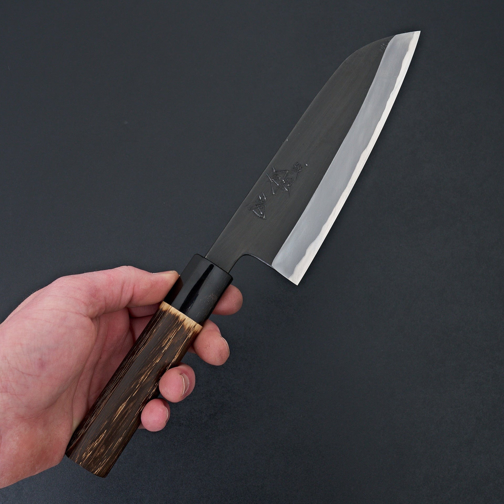 Tsukasa Hinoura Shirogami 2 Kurouchi Kasumi Santoku 165mm-Hinoura-Carbon Knife Co