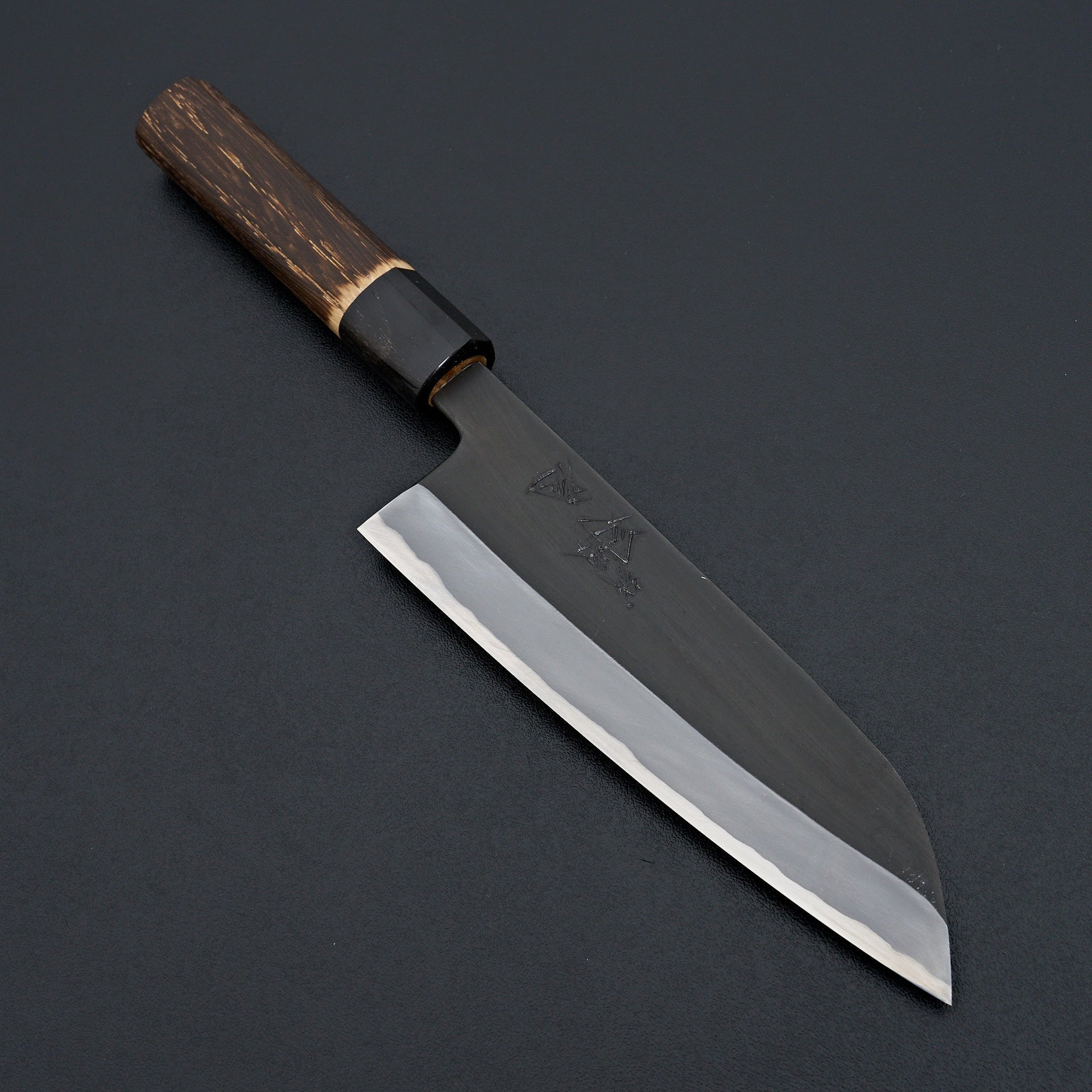 Tsukasa Hinoura Shirogami 2 Kurouchi Kasumi Santoku 165mm-Hinoura-Carbon Knife Co