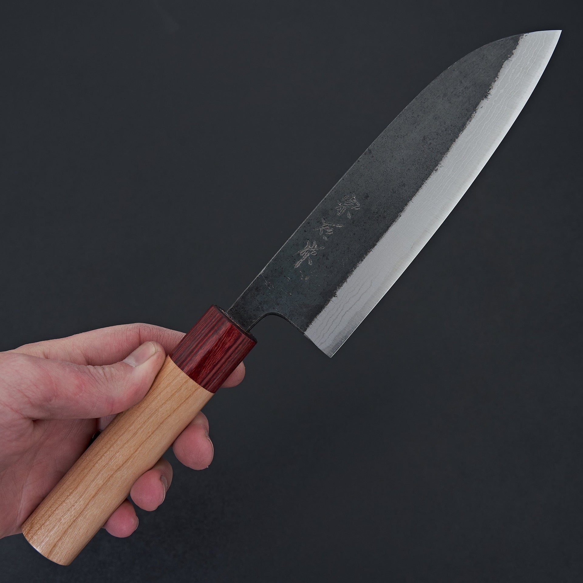 Muneishi Blue #2 Damascus Santoku 165mm-Knife-Muneishi-Carbon Knife Co