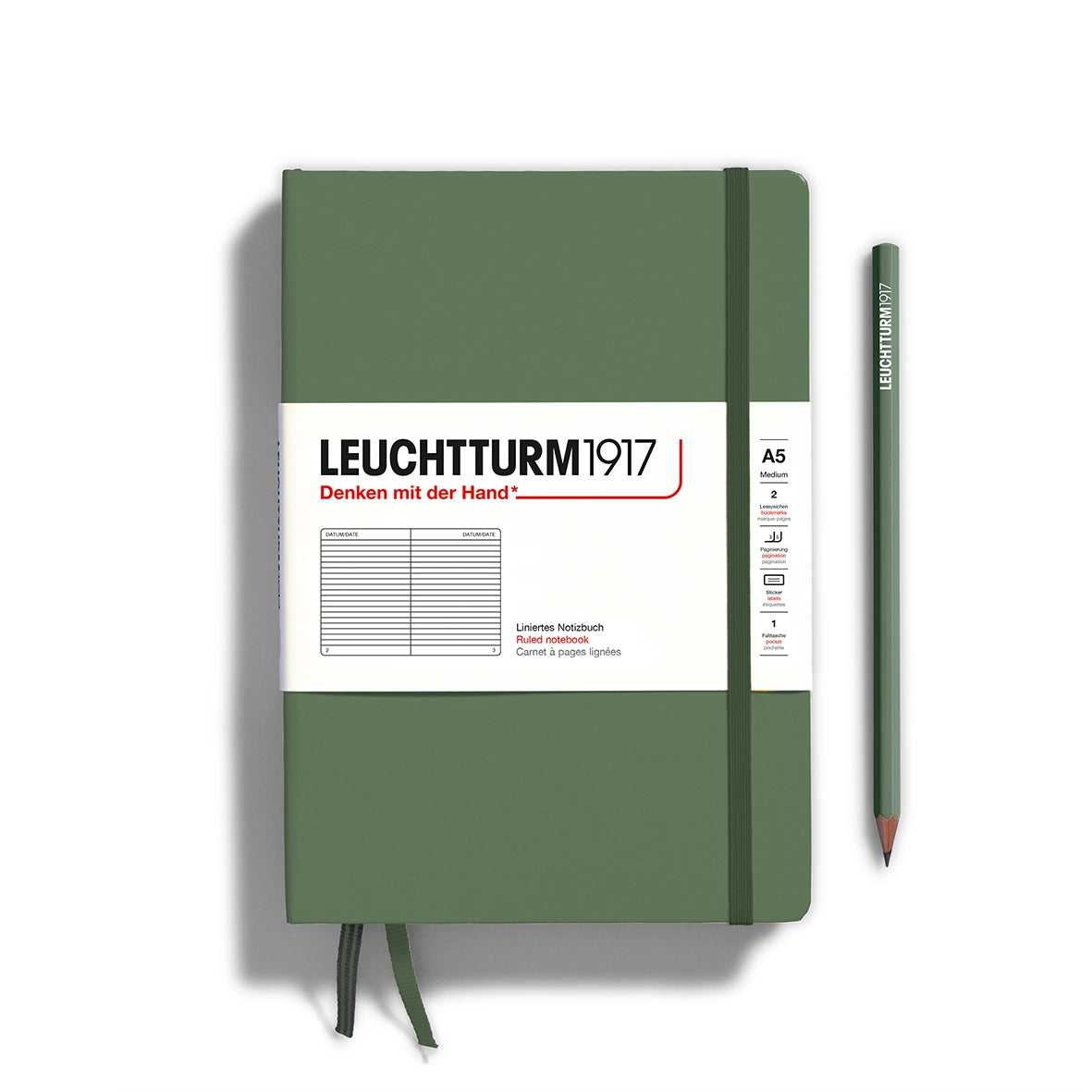 Leuchtturm1917 Hardcover Ruled - Medium (A5) - Olive